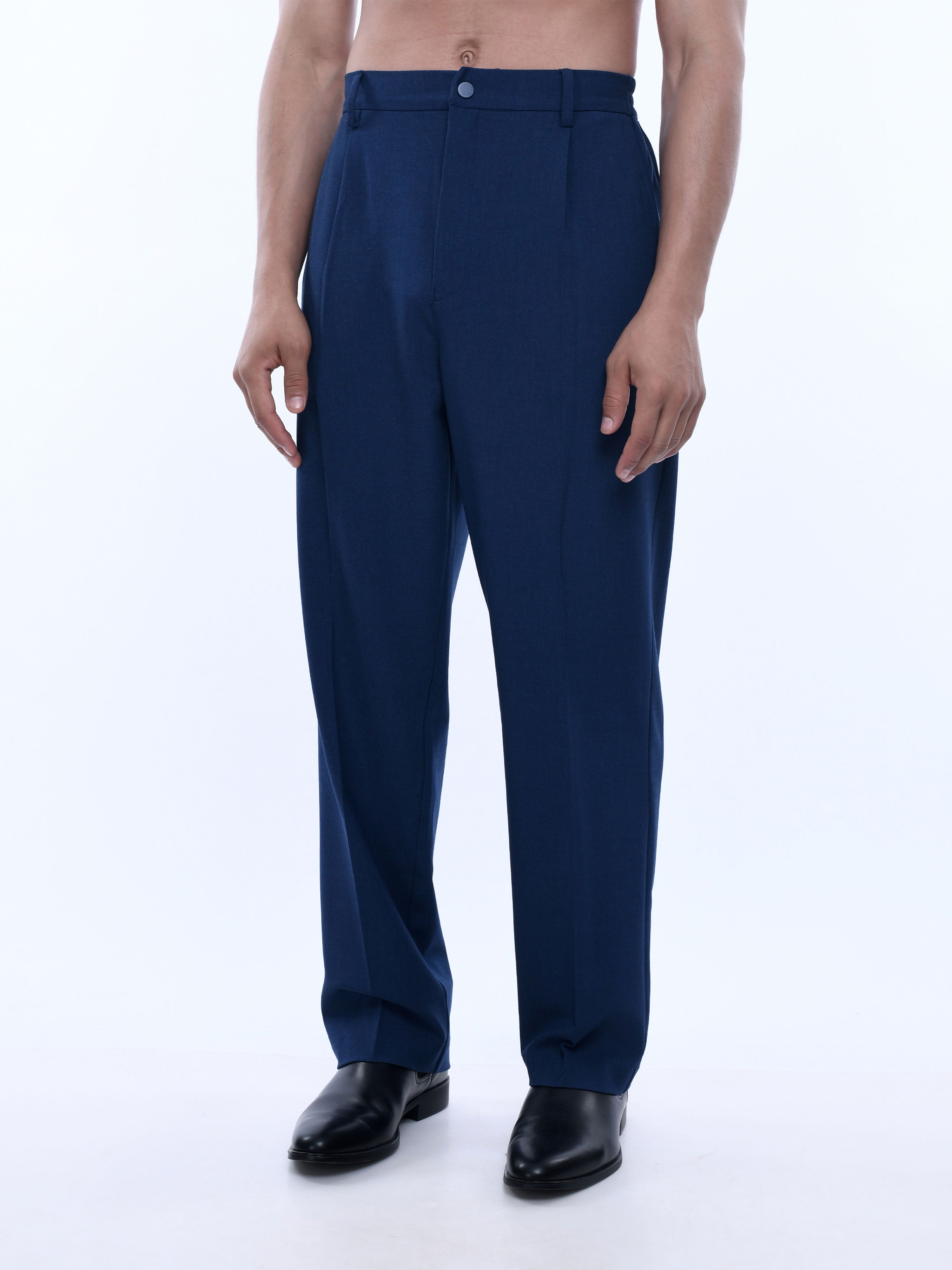 Navy Loose Fit trousers Mens Bottomwear