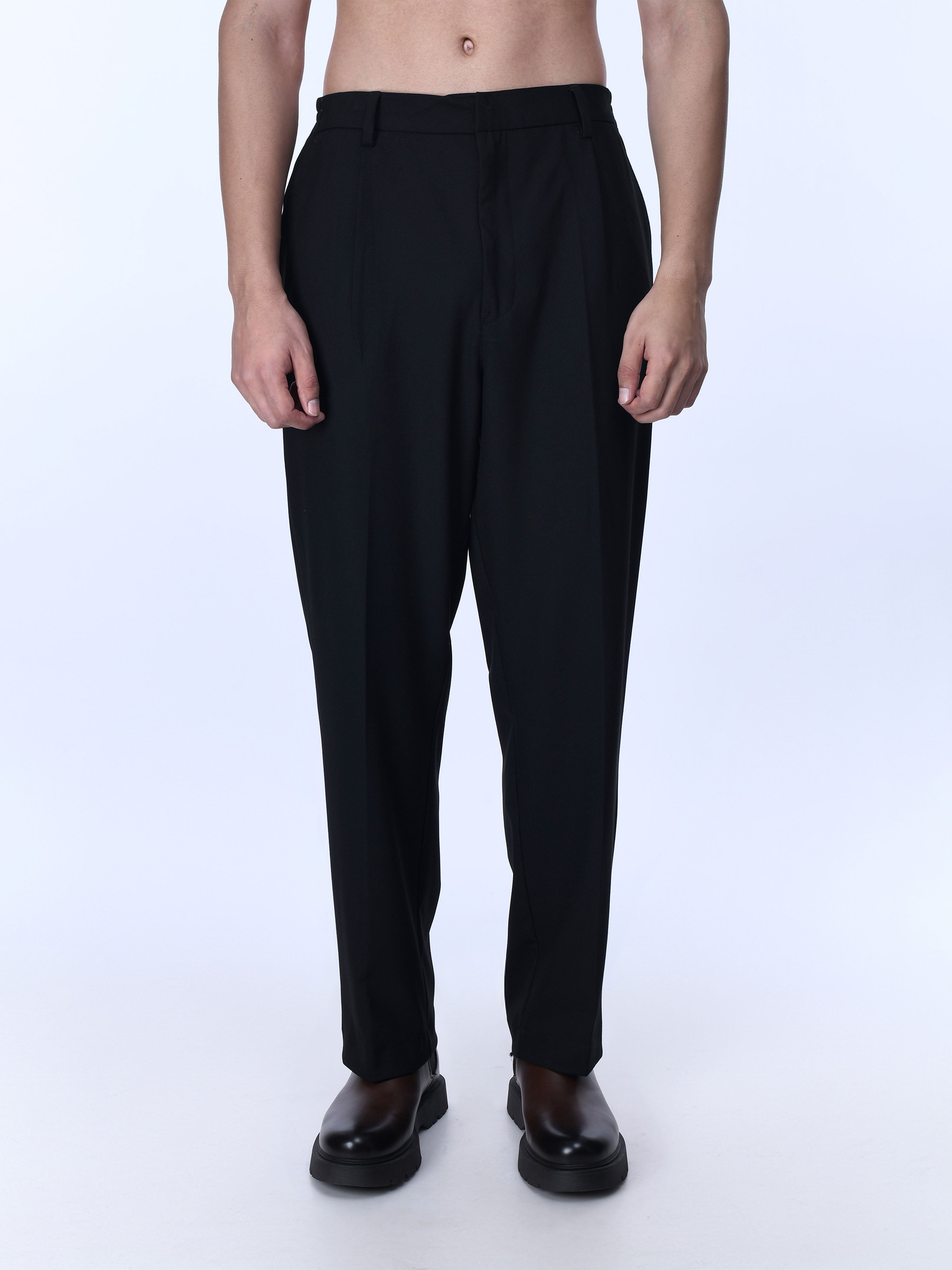 Soft Black Relaxed Trousers for men
