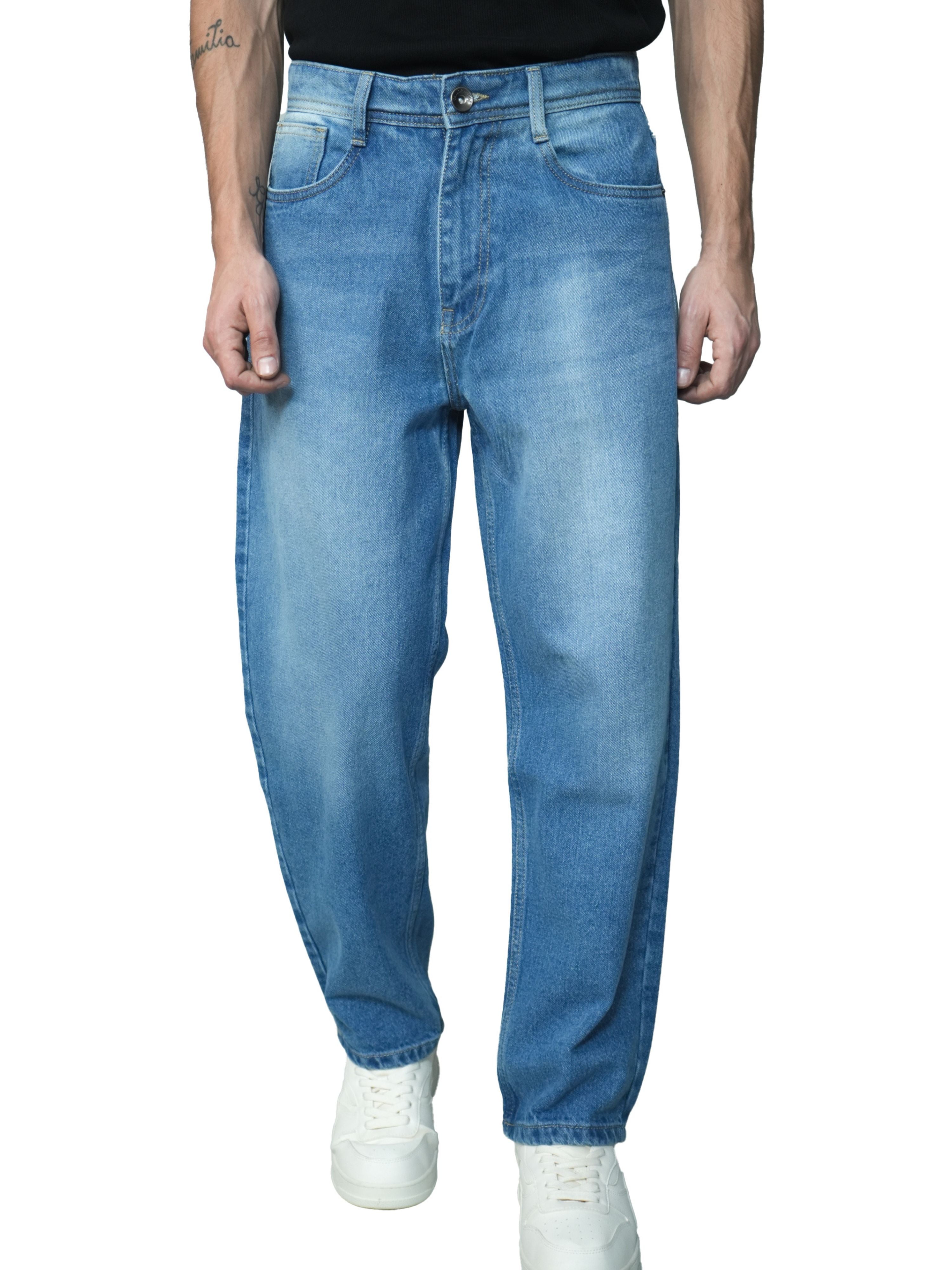 Classic Edge Relaxed Denims In Mid Blue