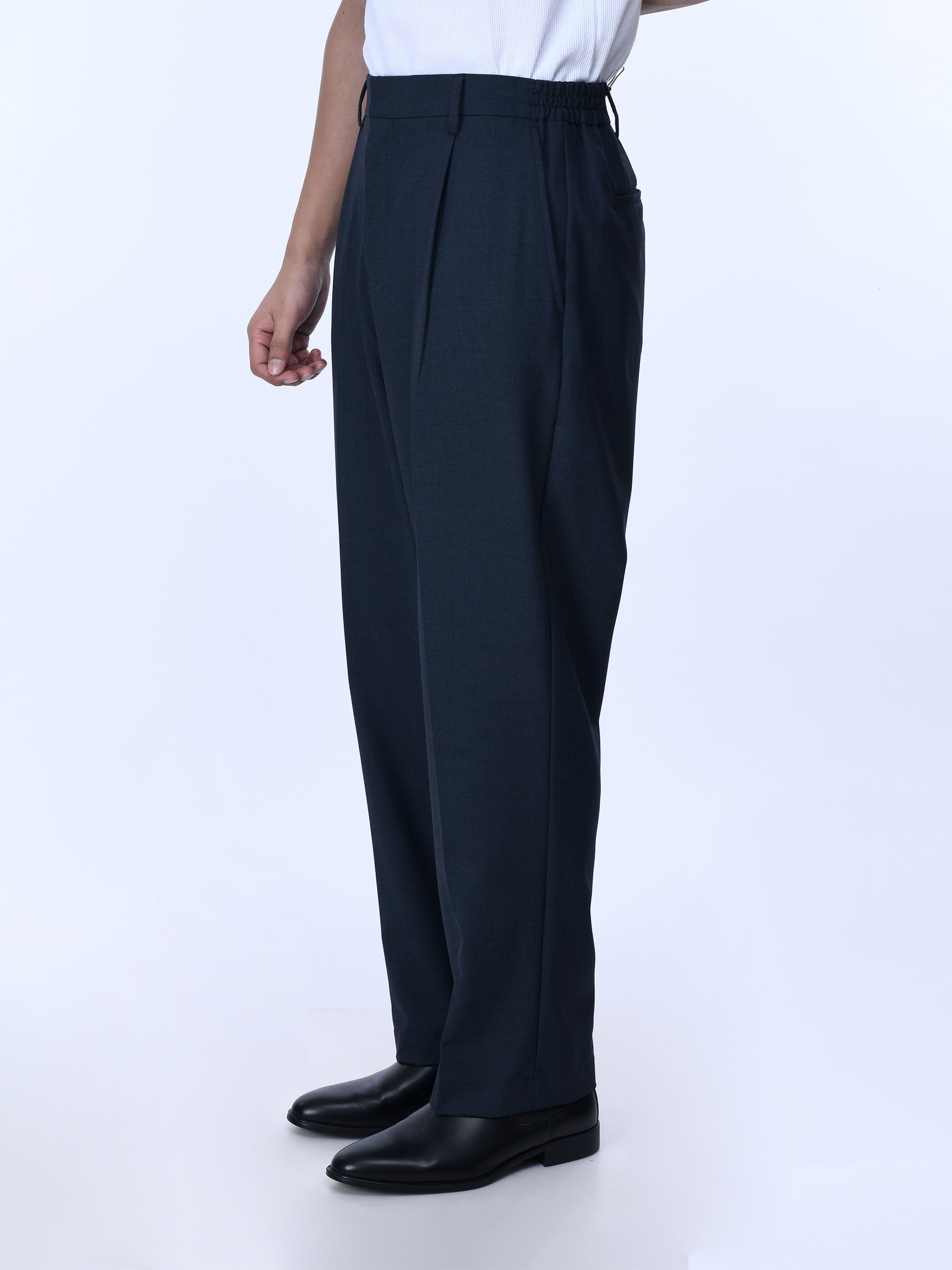 Soft Mens Navy Relaxed Trousers