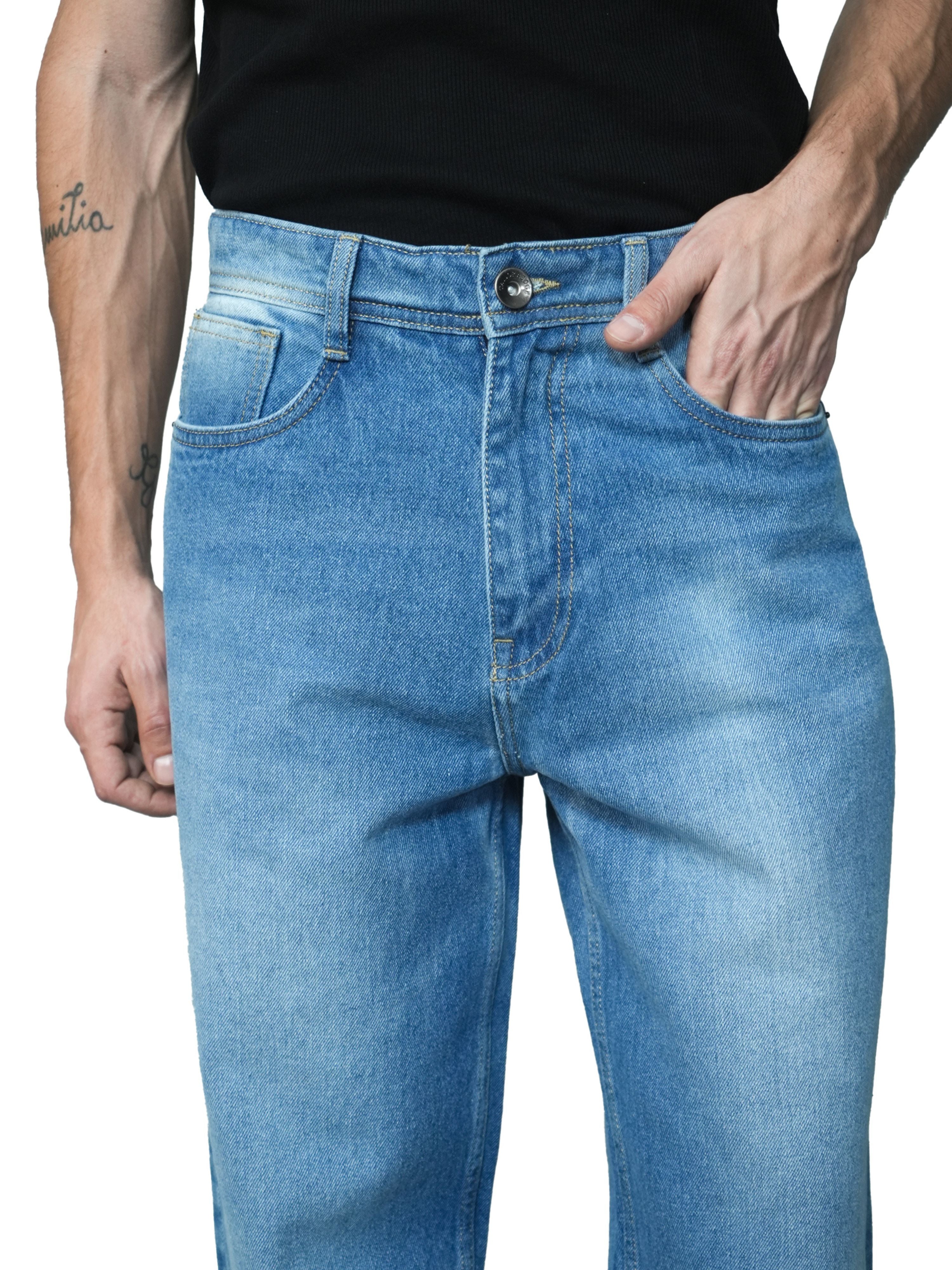 Classic Edge Relaxed Denims In Mid Blue