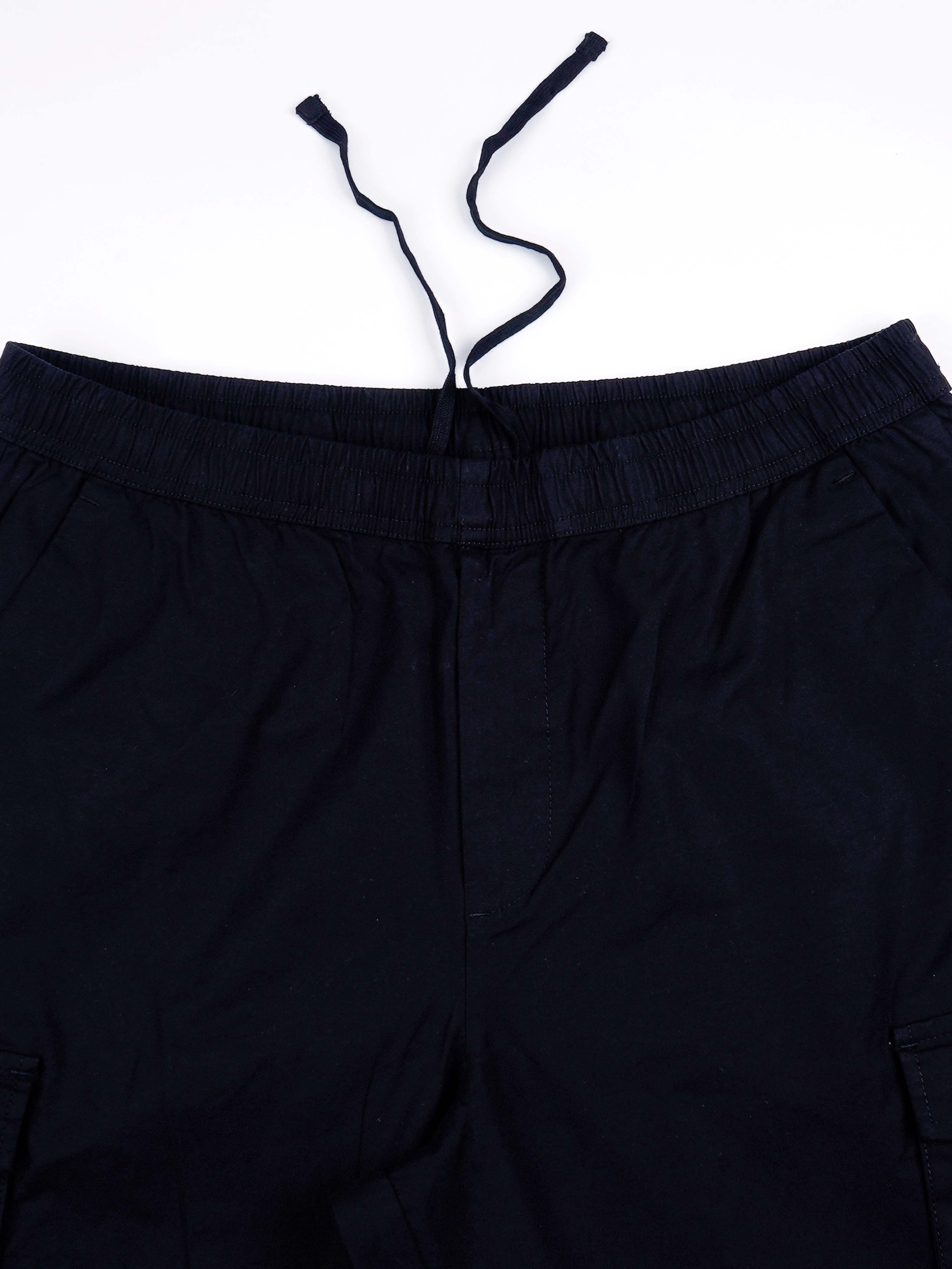 Black Cotton Cargo Joggers