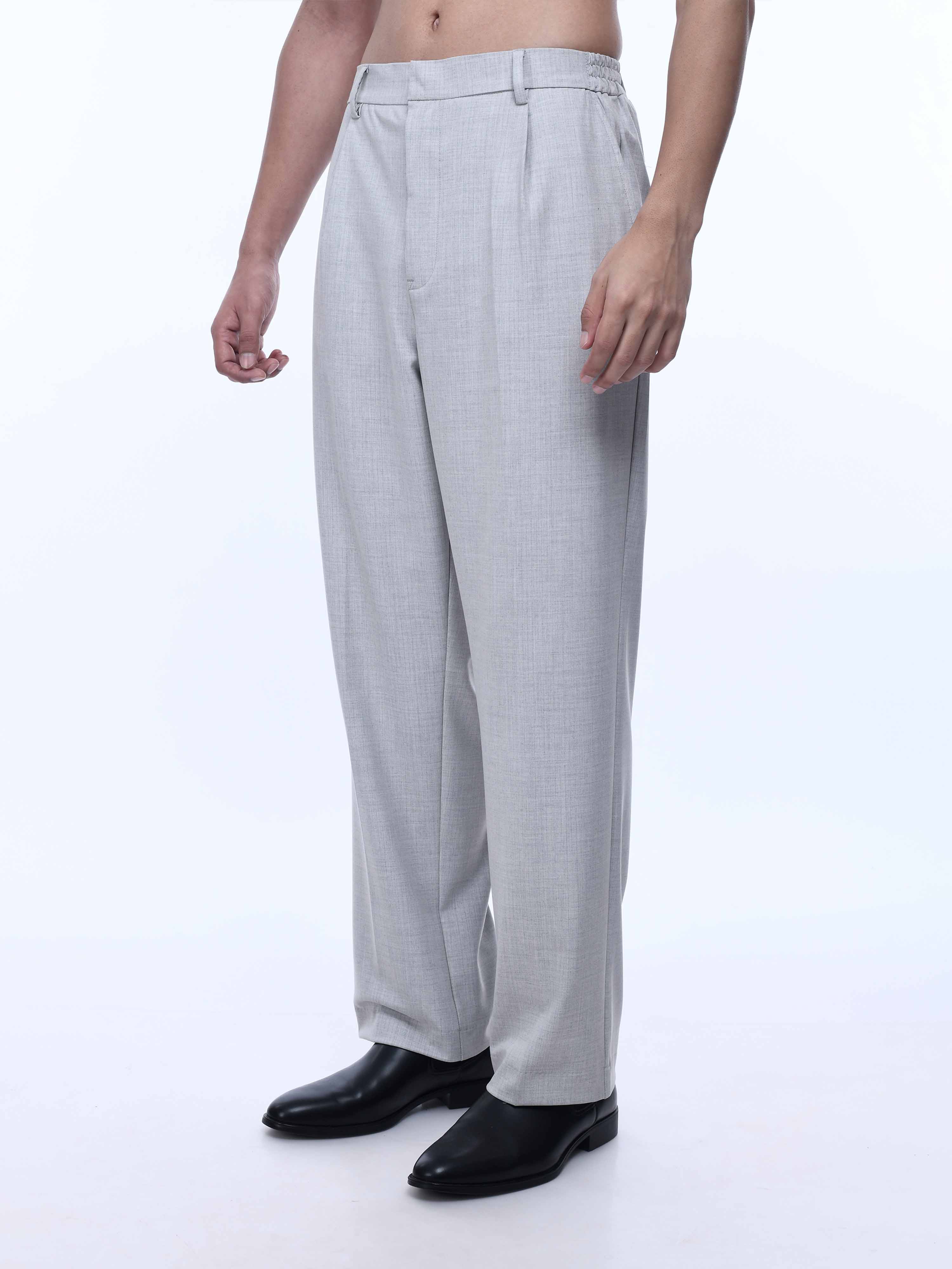 Soft Miracle Light Grey Striped Relaxed Pants
