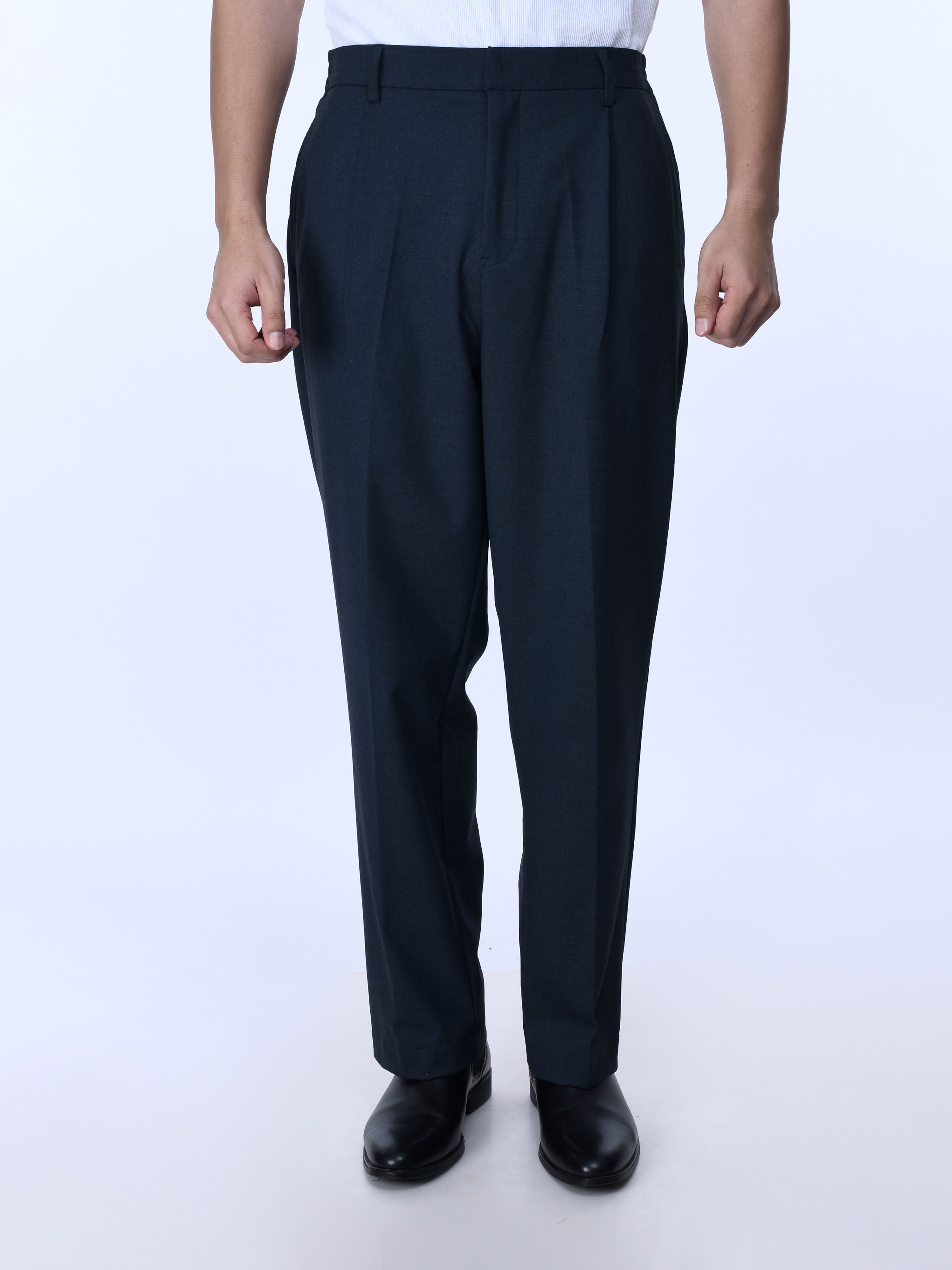 Soft Mens Navy Relaxed Trousers