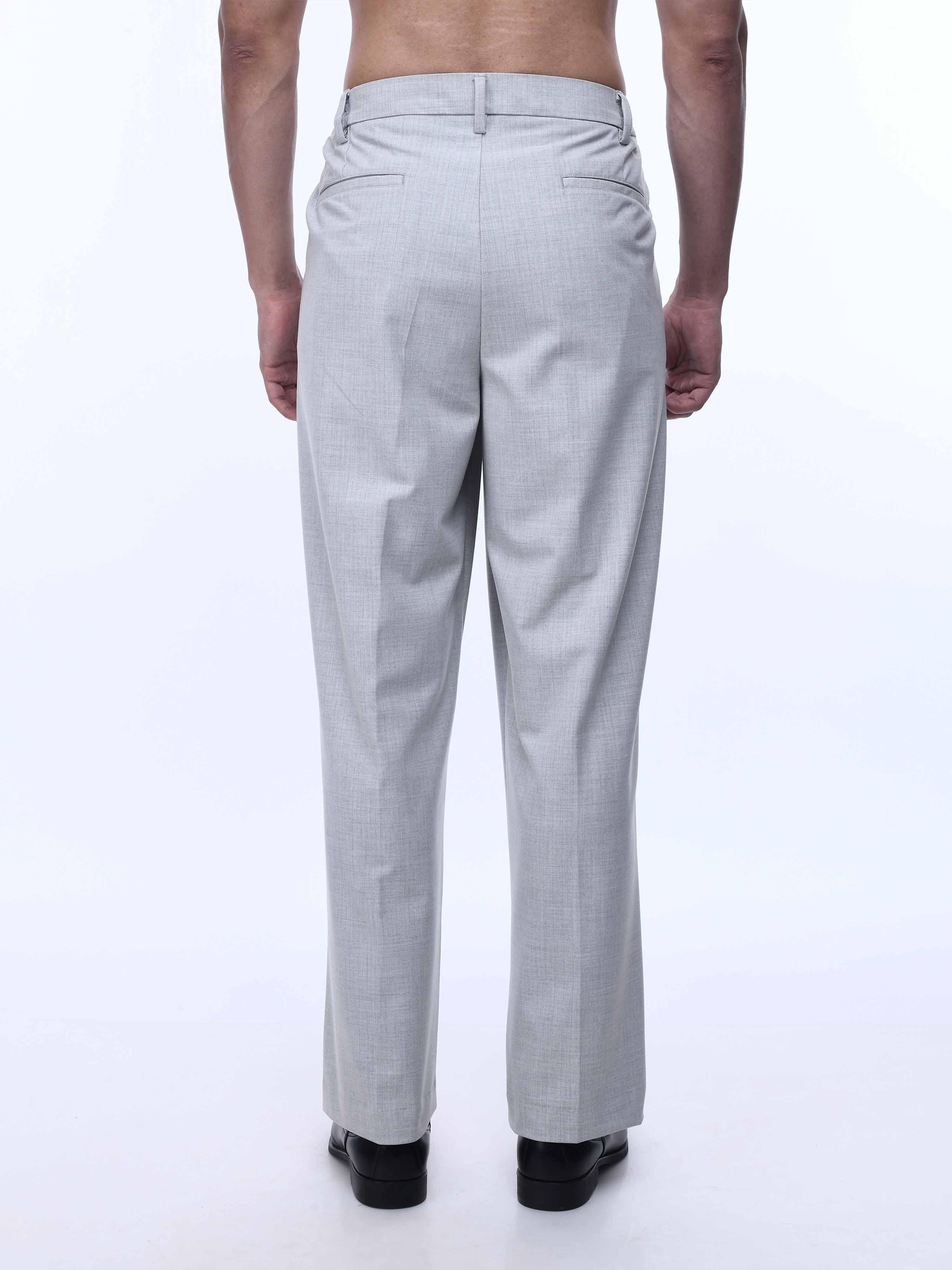 Soft Miracle Light Grey Striped Relaxed Pants