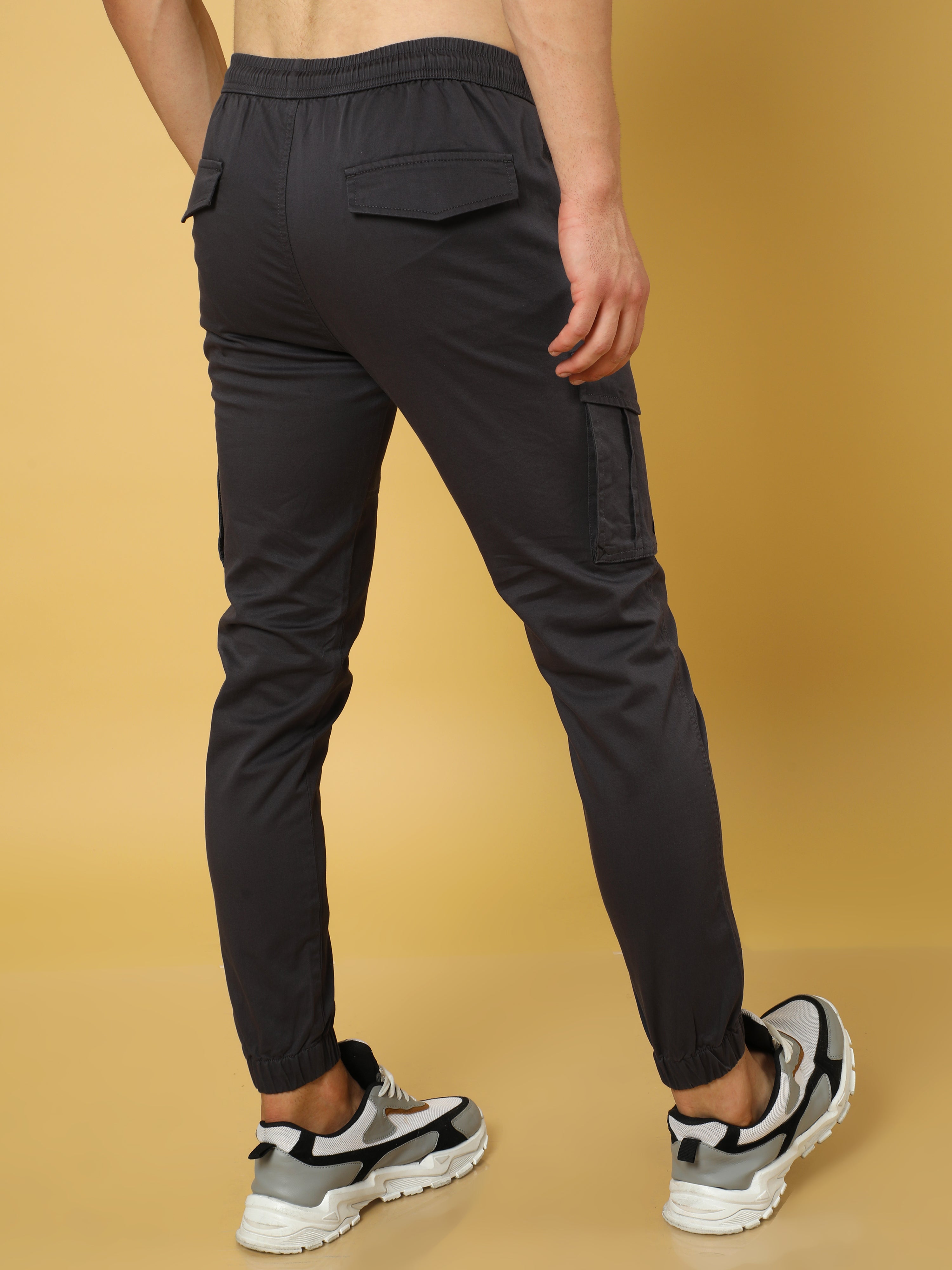 Authentic Dark Grey Cargo Cotton Joggers