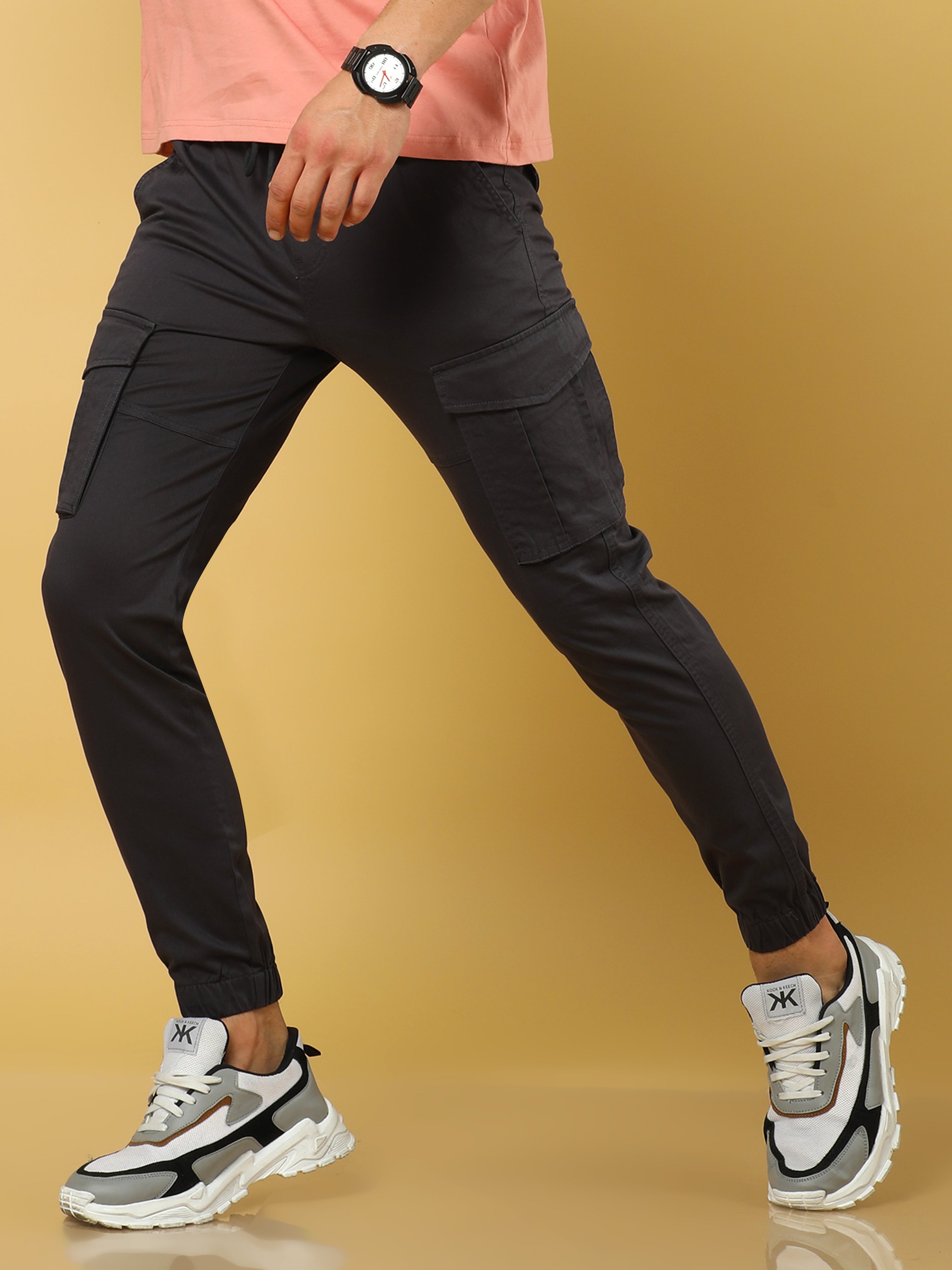 Authentic Dark Grey Cargo Cotton Joggers
