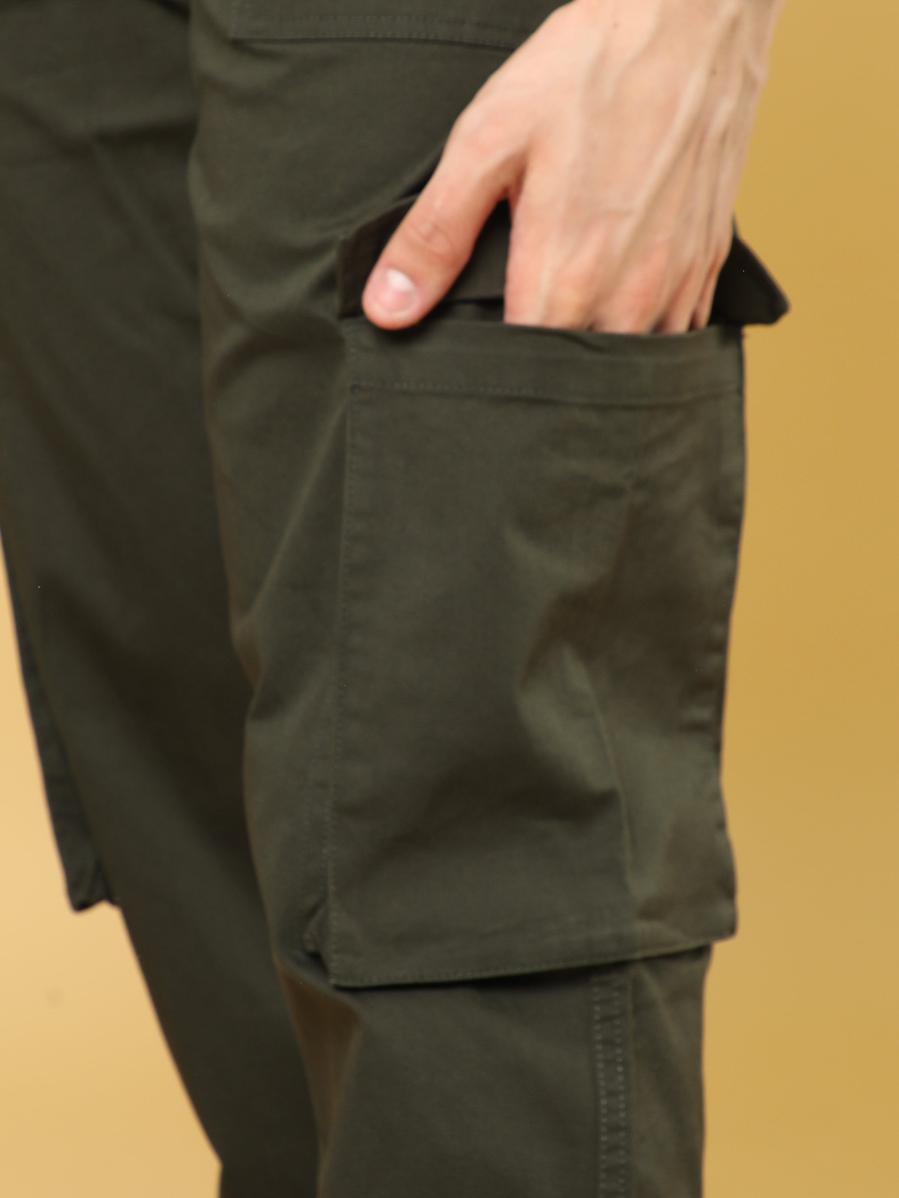 Cotton Dobby Baggy Fit Dark Olive Cargo
