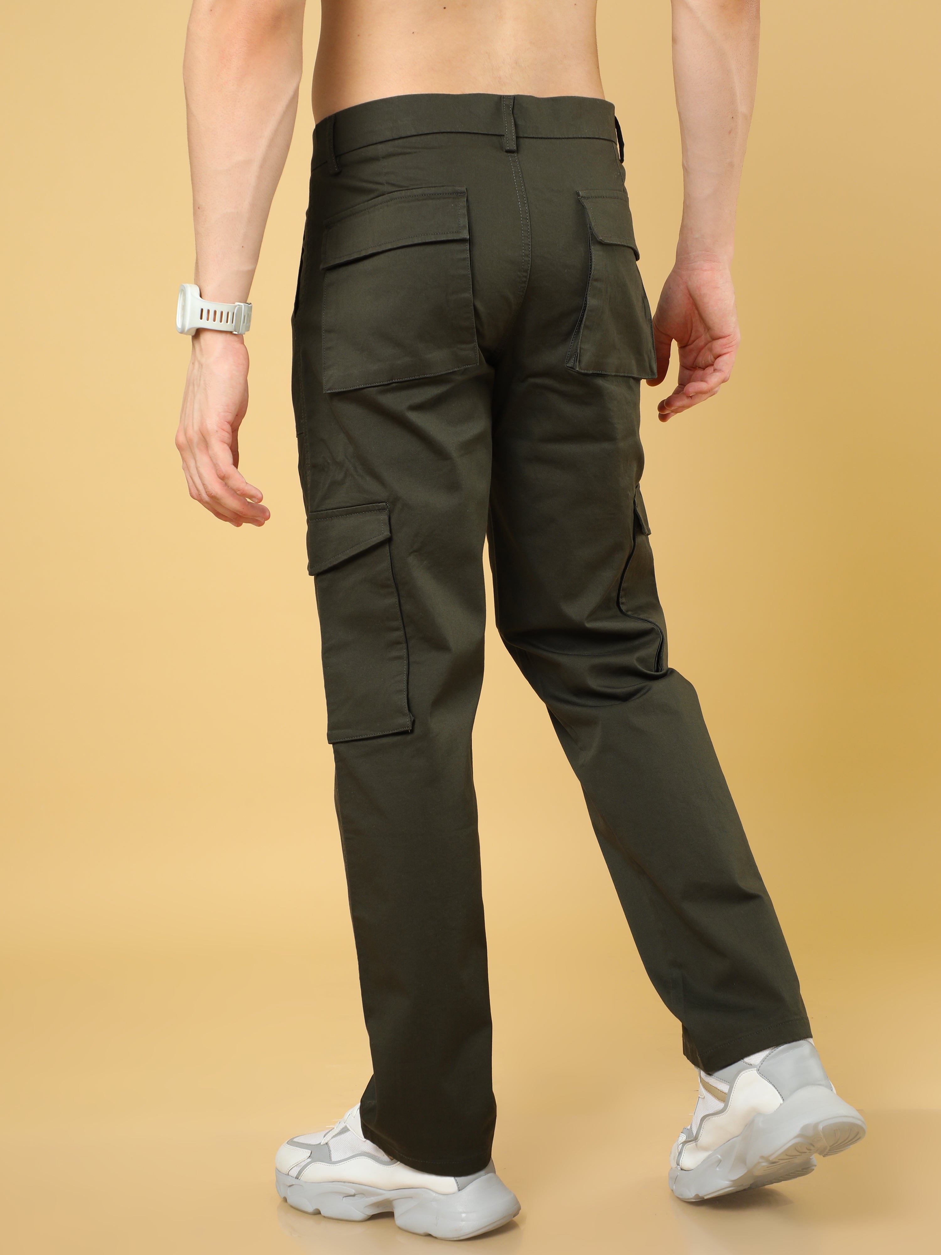 Cotton Dobby Baggy Fit Dark Olive Cargo