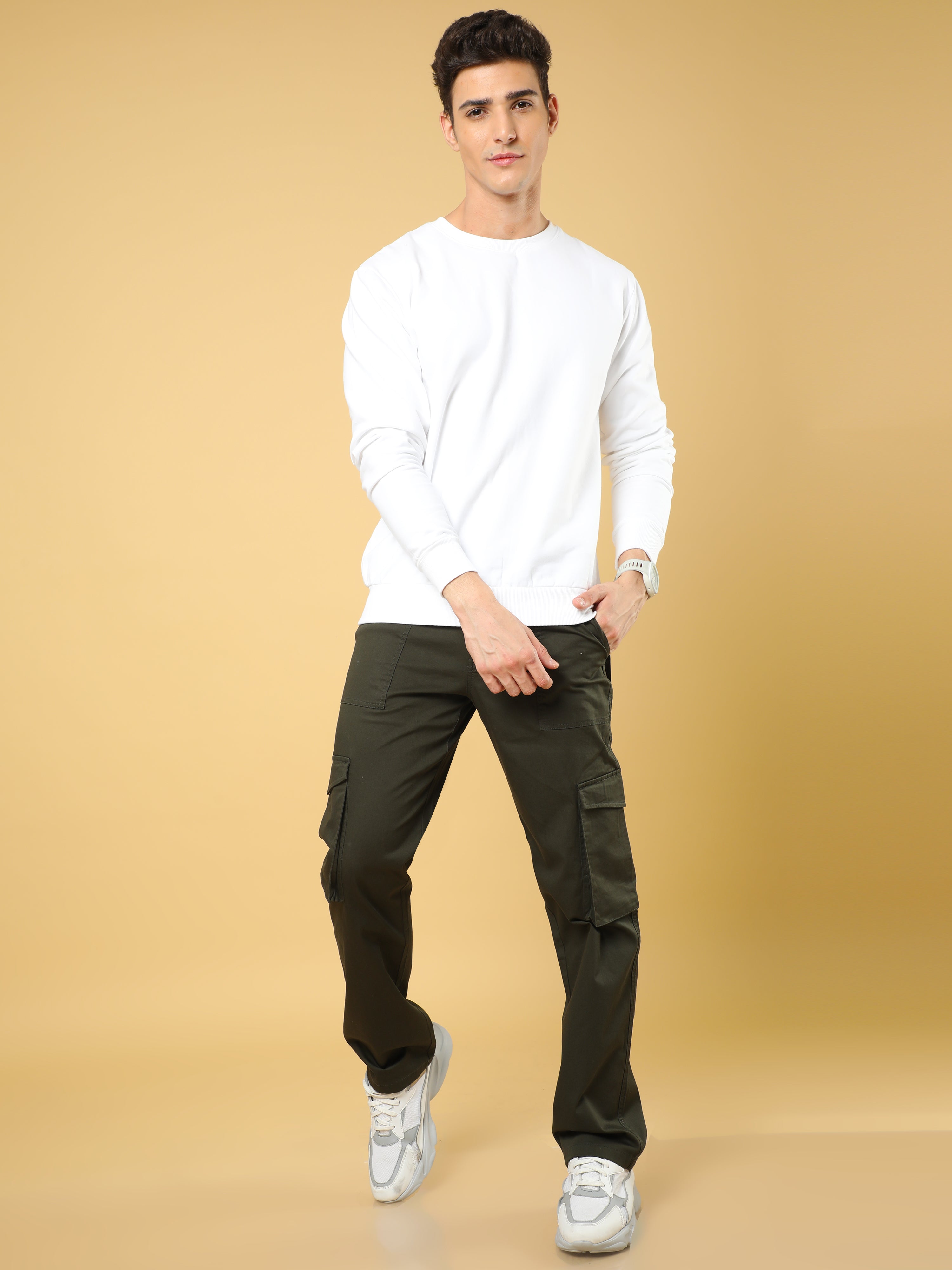 Cotton Dobby Baggy Fit Dark Olive Cargo