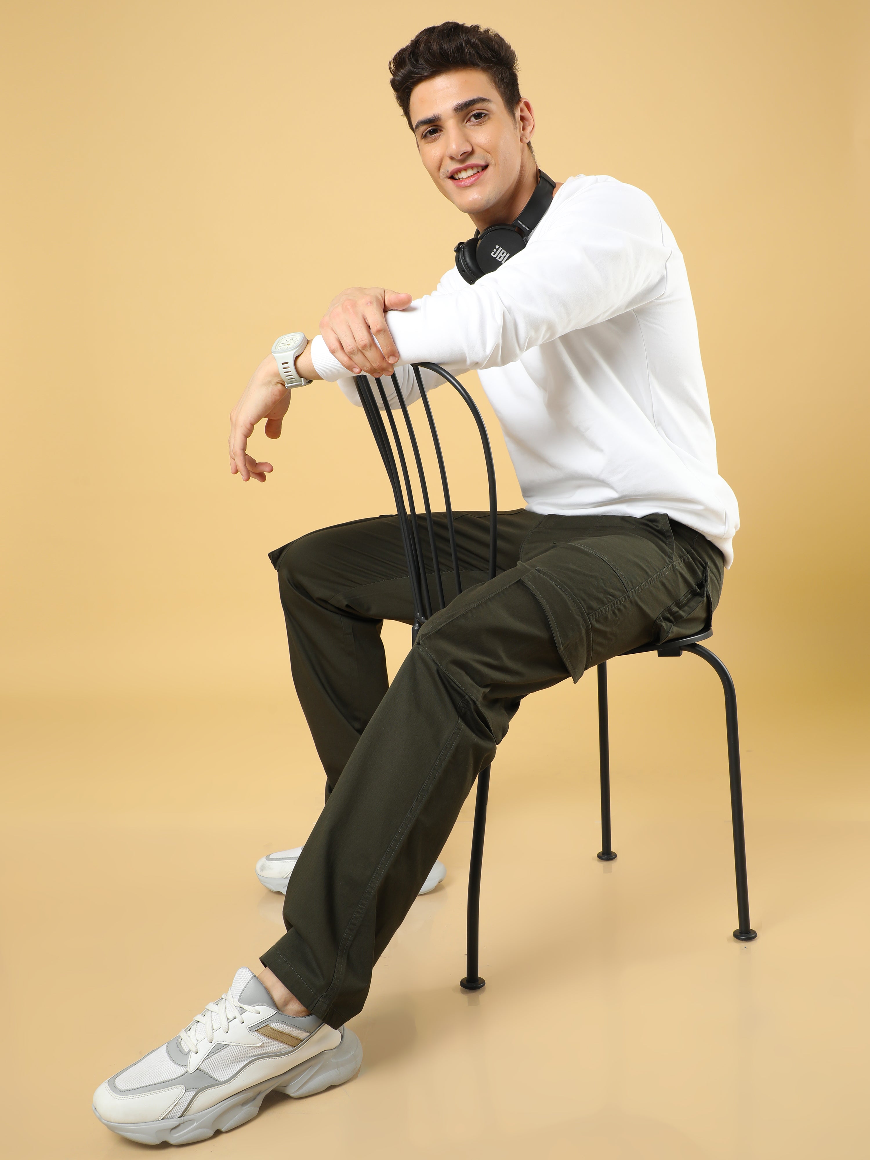 Cotton Dobby Baggy Fit Dark Olive Cargo