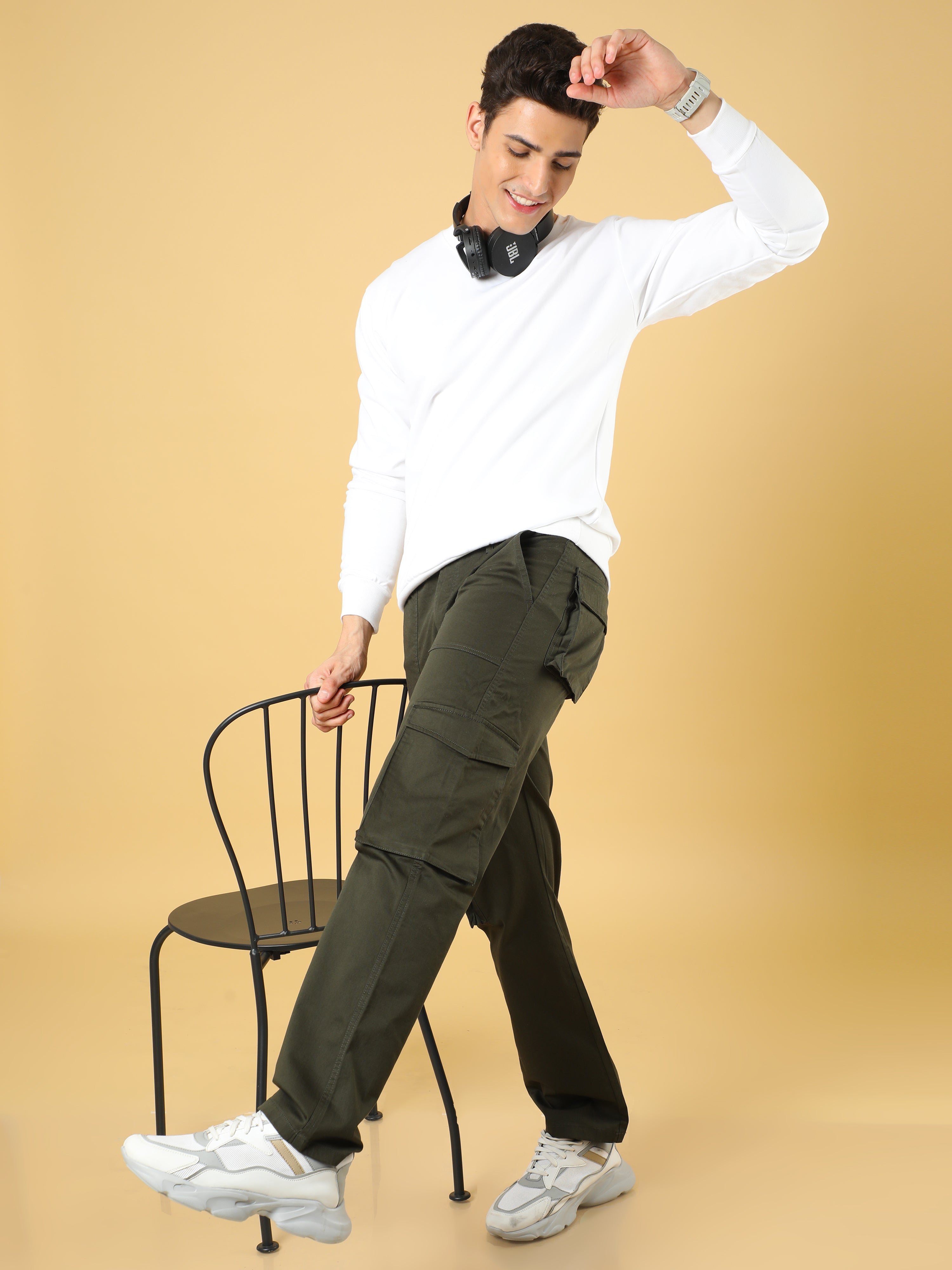 Cotton Dobby Baggy Fit Dark Olive Cargo