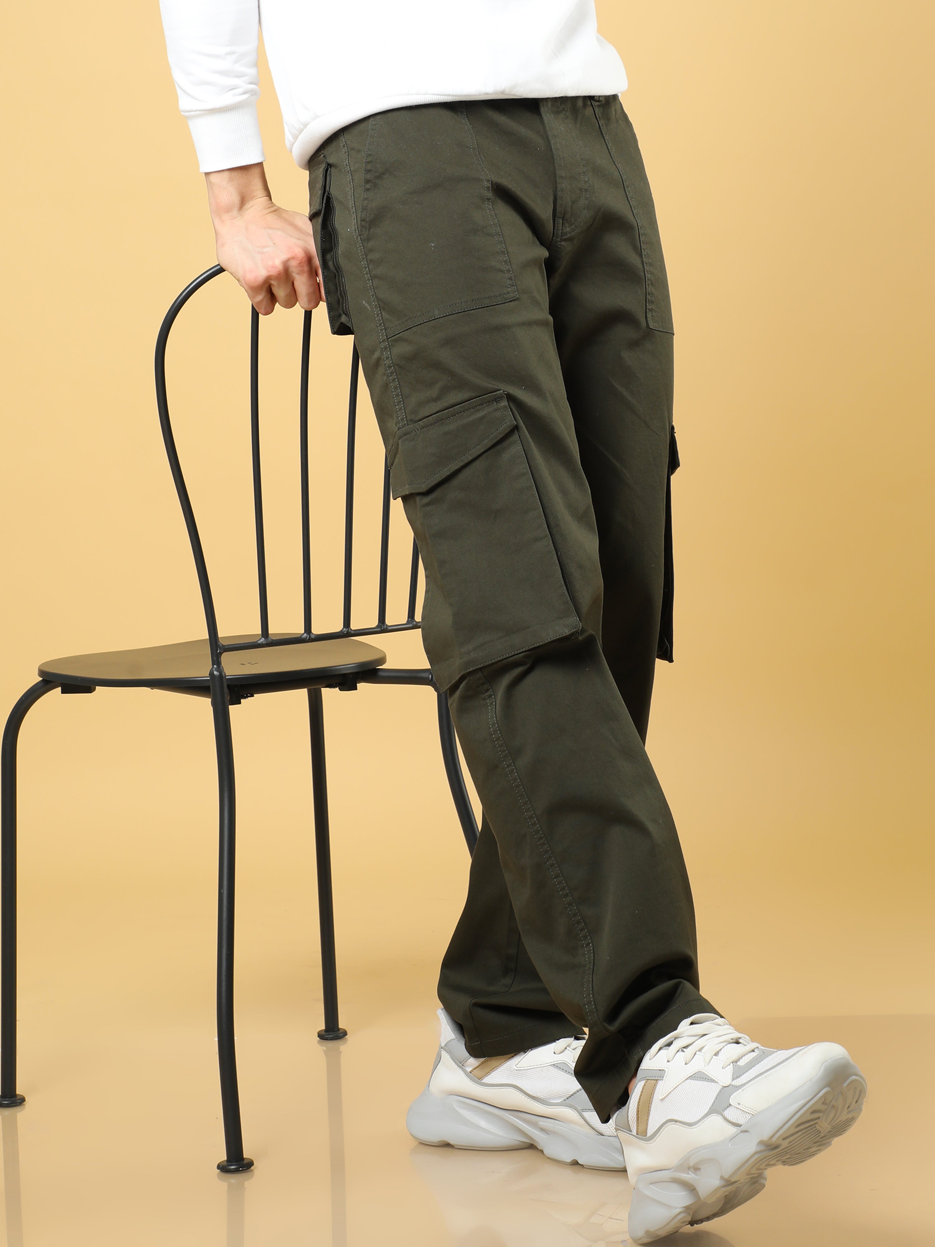 Cotton Dobby Baggy Fit Dark Olive Cargo