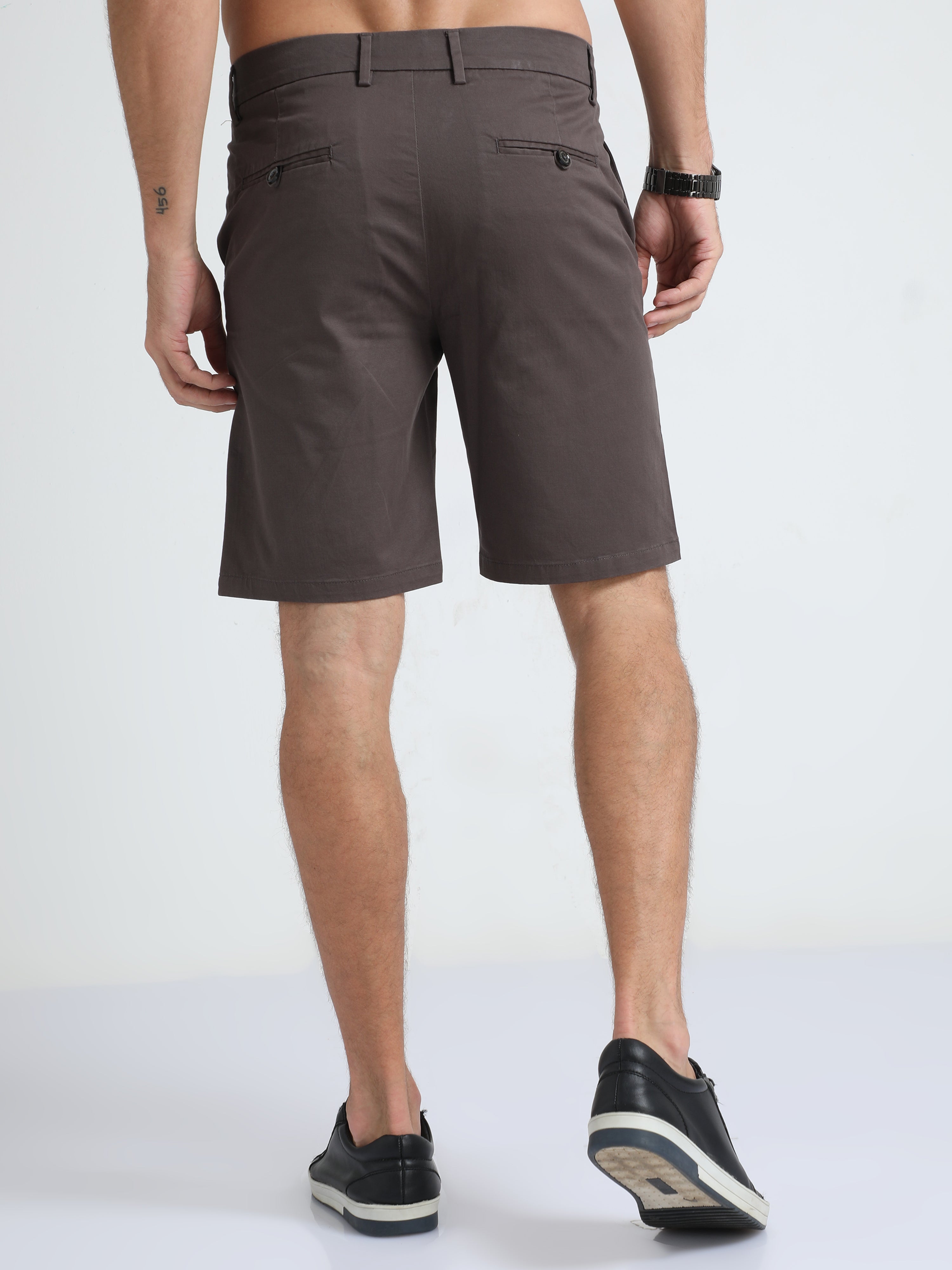 Modern Twill Dark Grey Shorts for Men