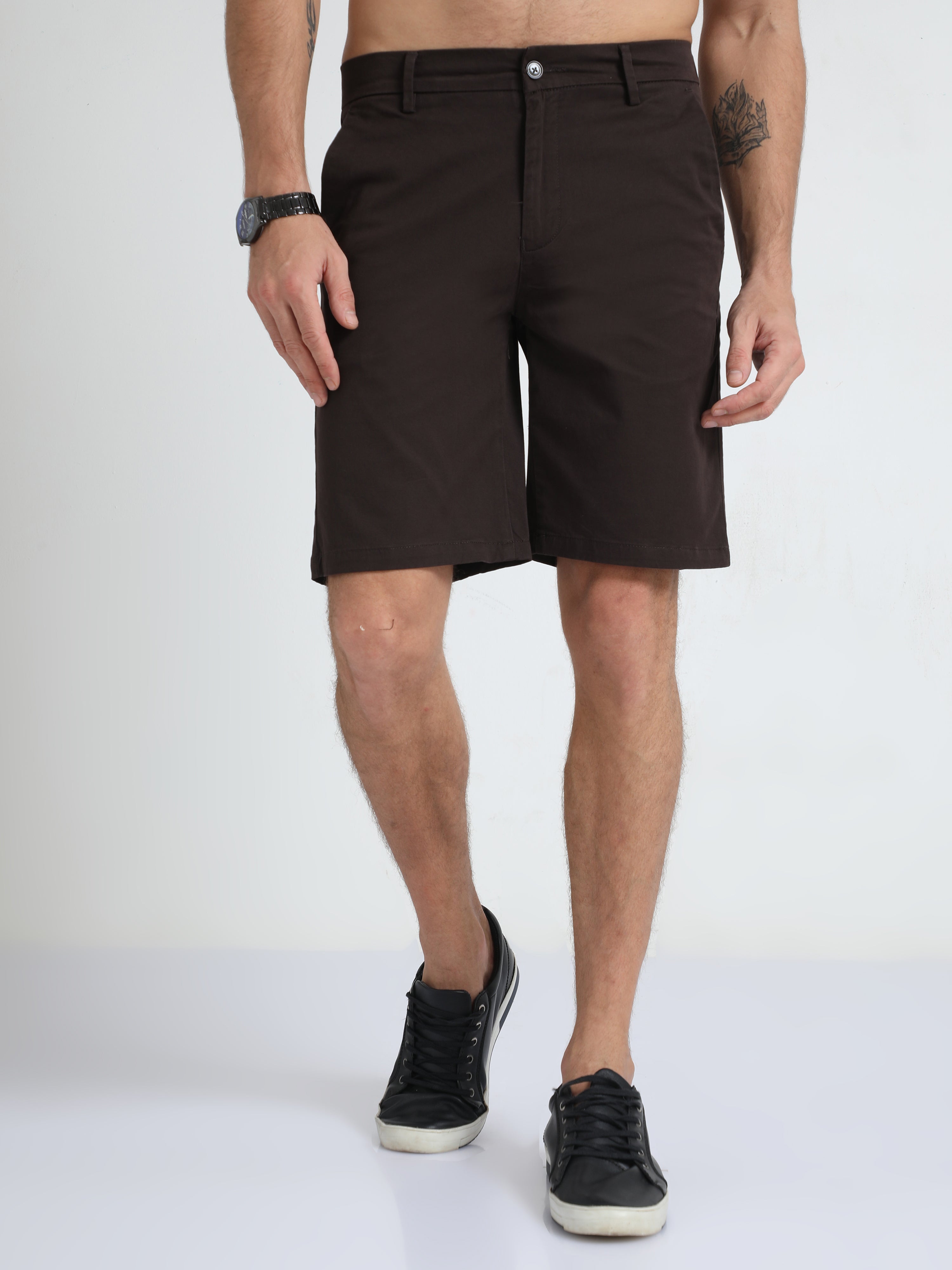 Modern Twill Brown Shorts for Men
