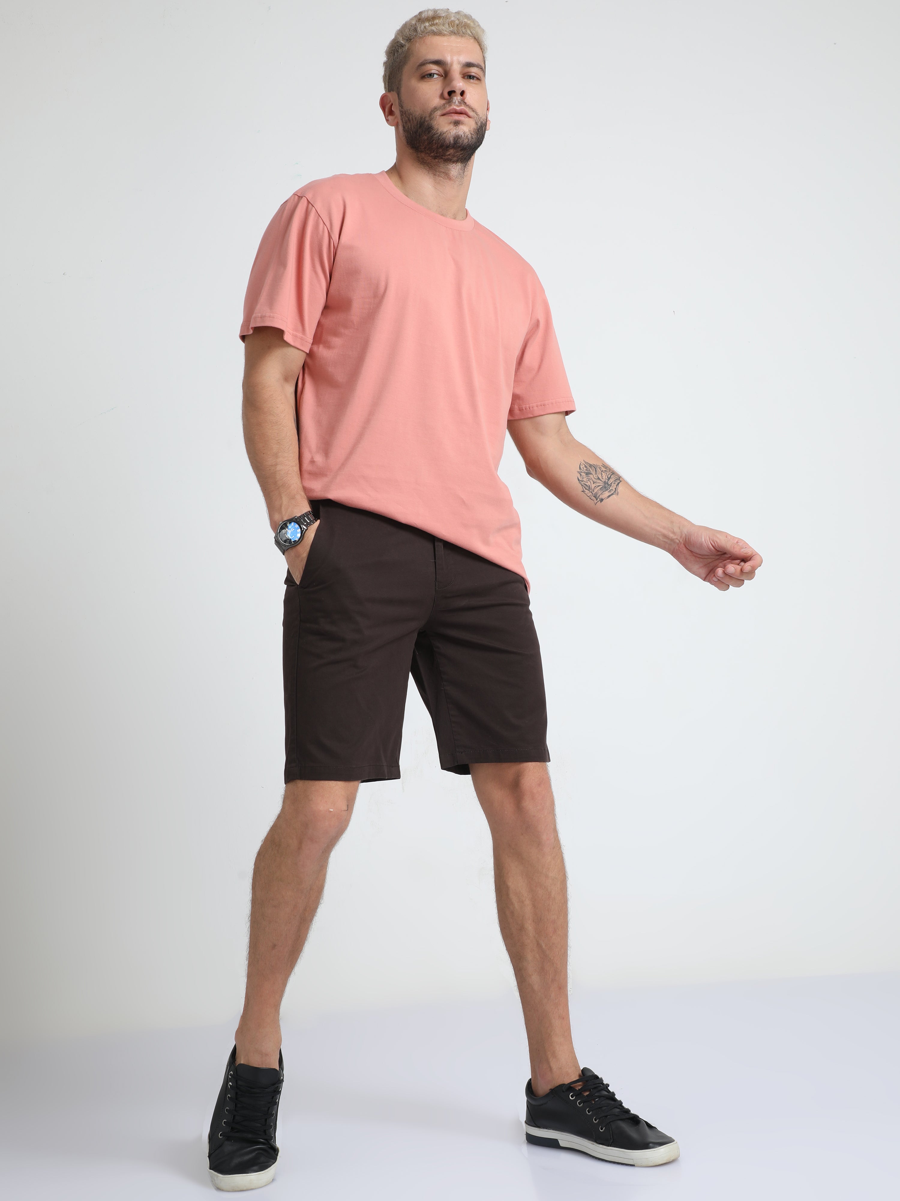 Modern Twill Brown Shorts for Men