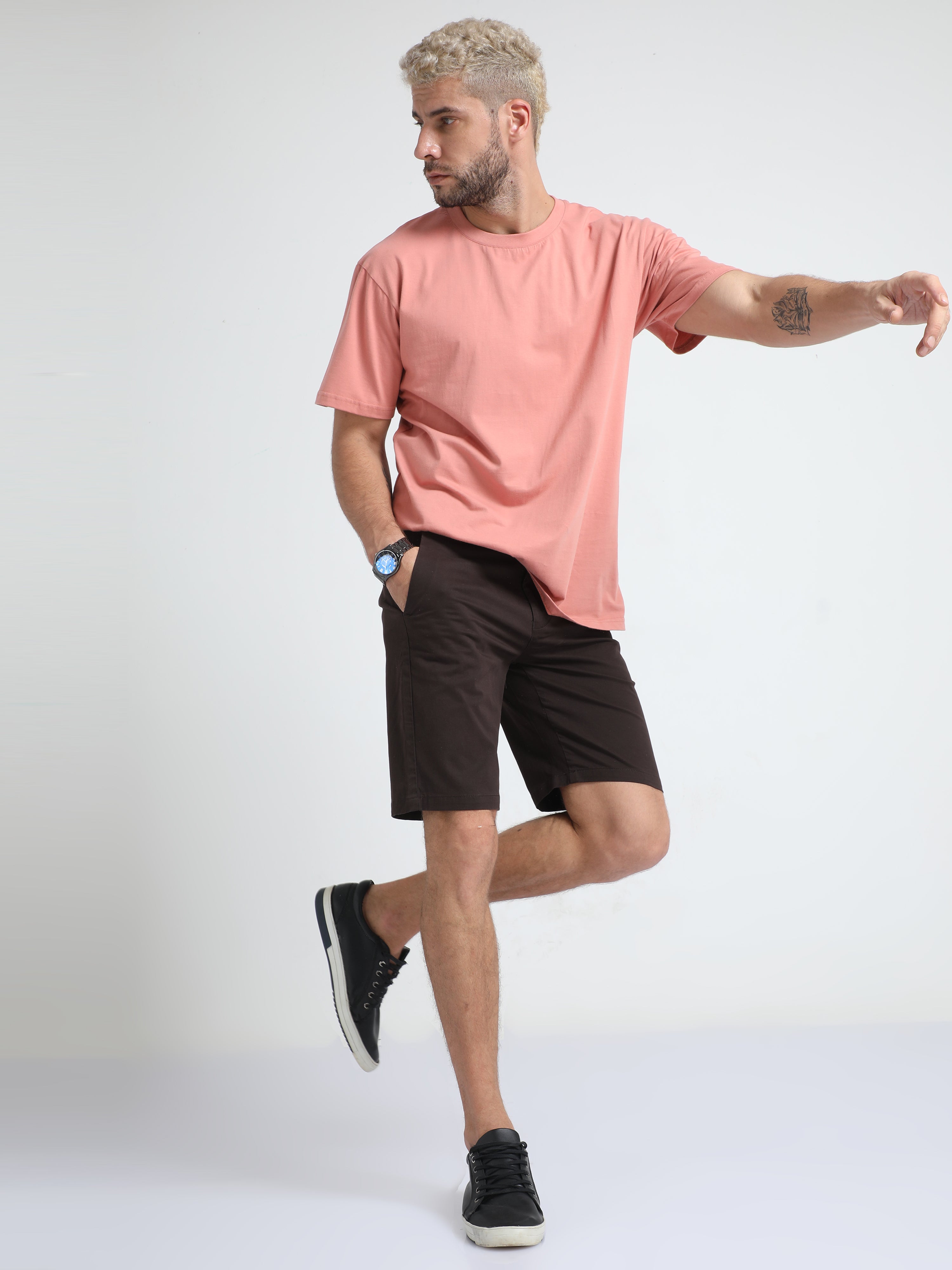 Modern Twill Brown Shorts for Men