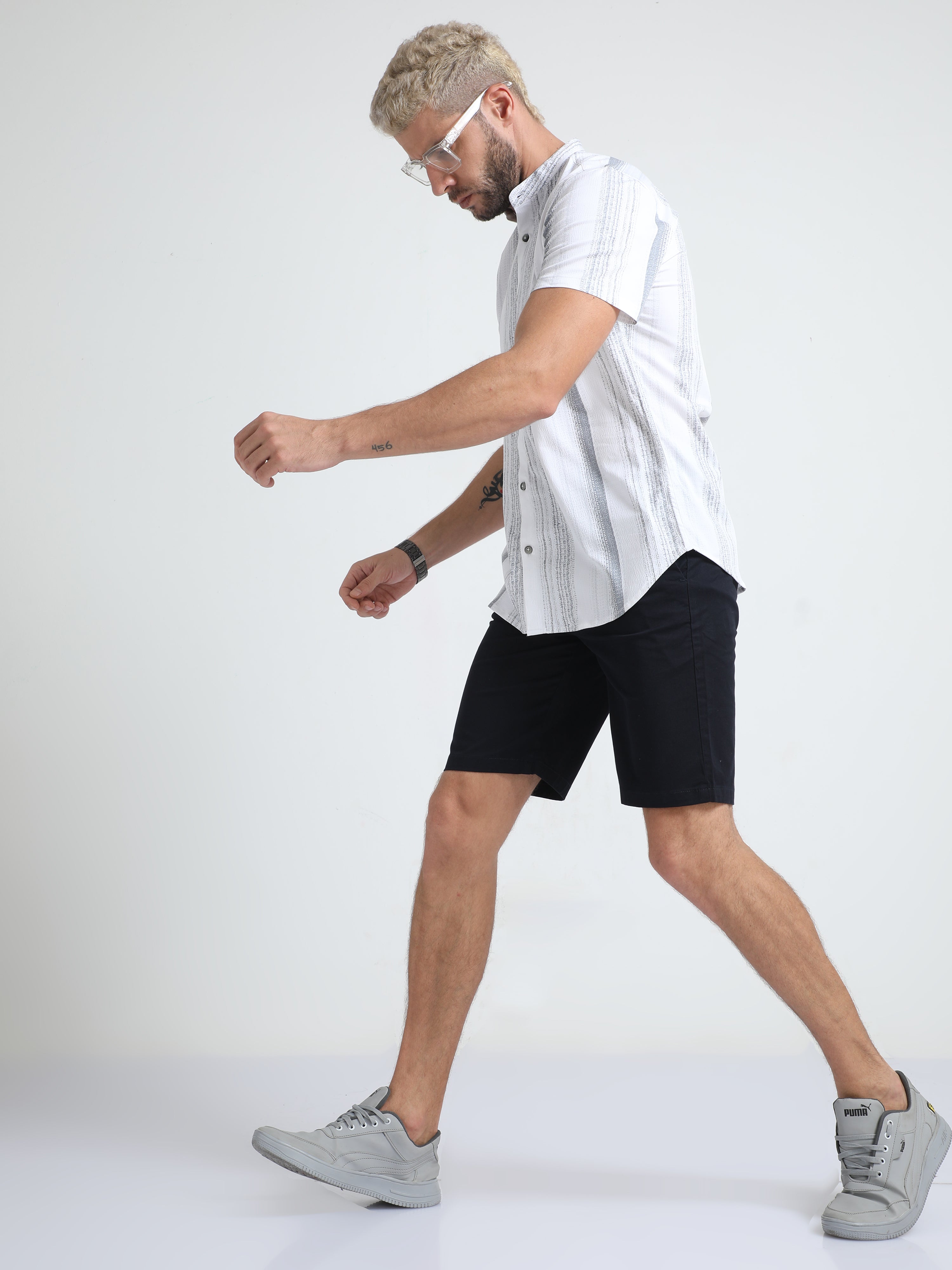 Modern Twill Navy Shorts for Men