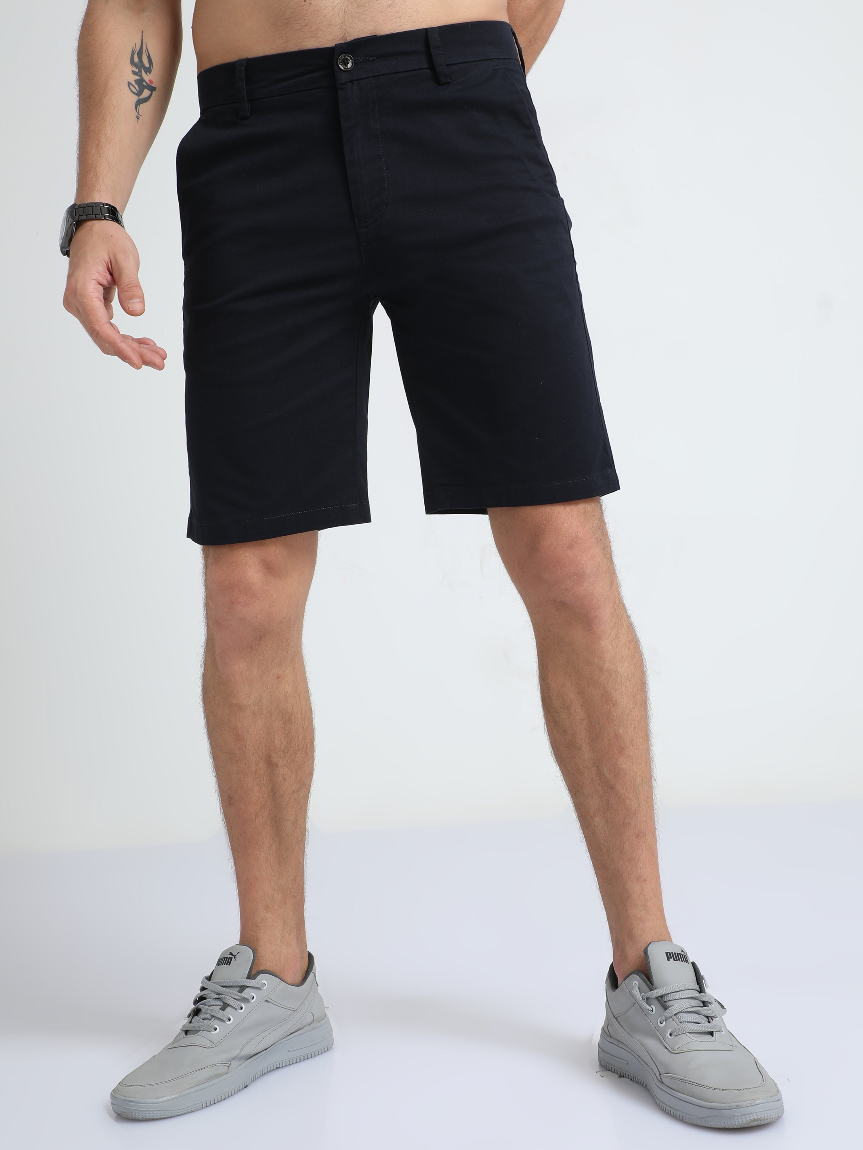 Modern Twill Navy Shorts for Men