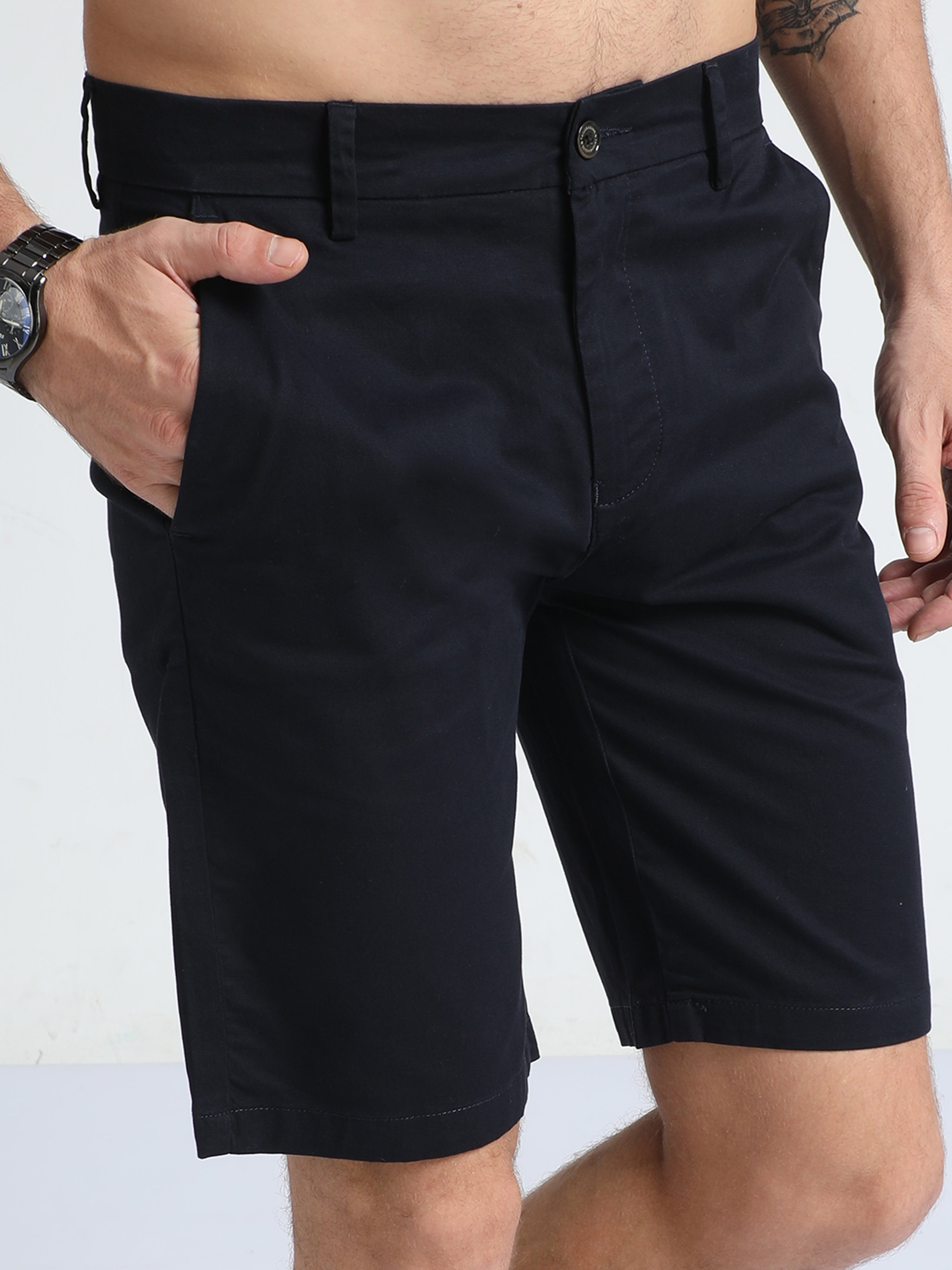 Modern Twill Navy Shorts for Men