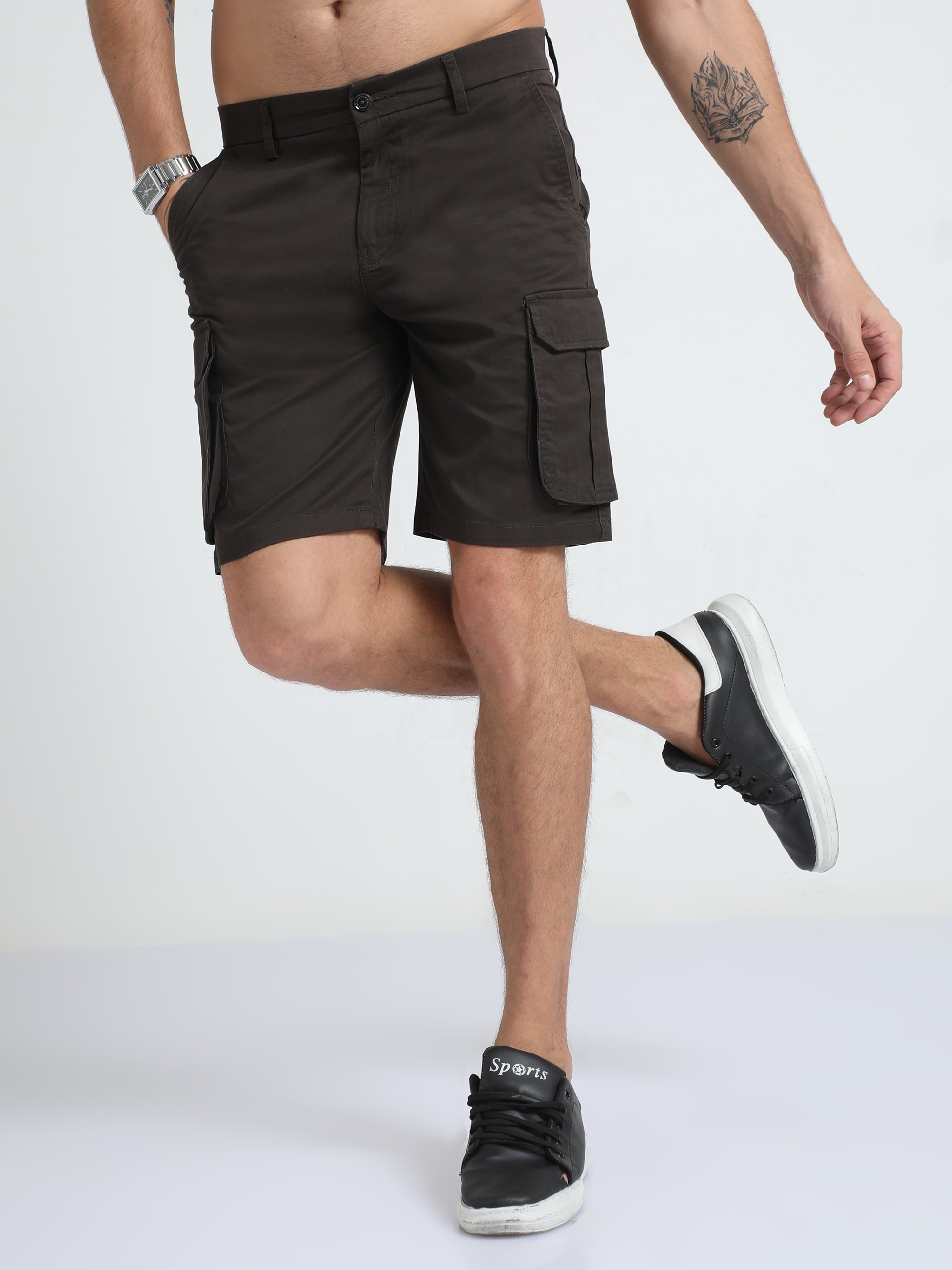 Premium Twill Dark Olive Cargo Shorts