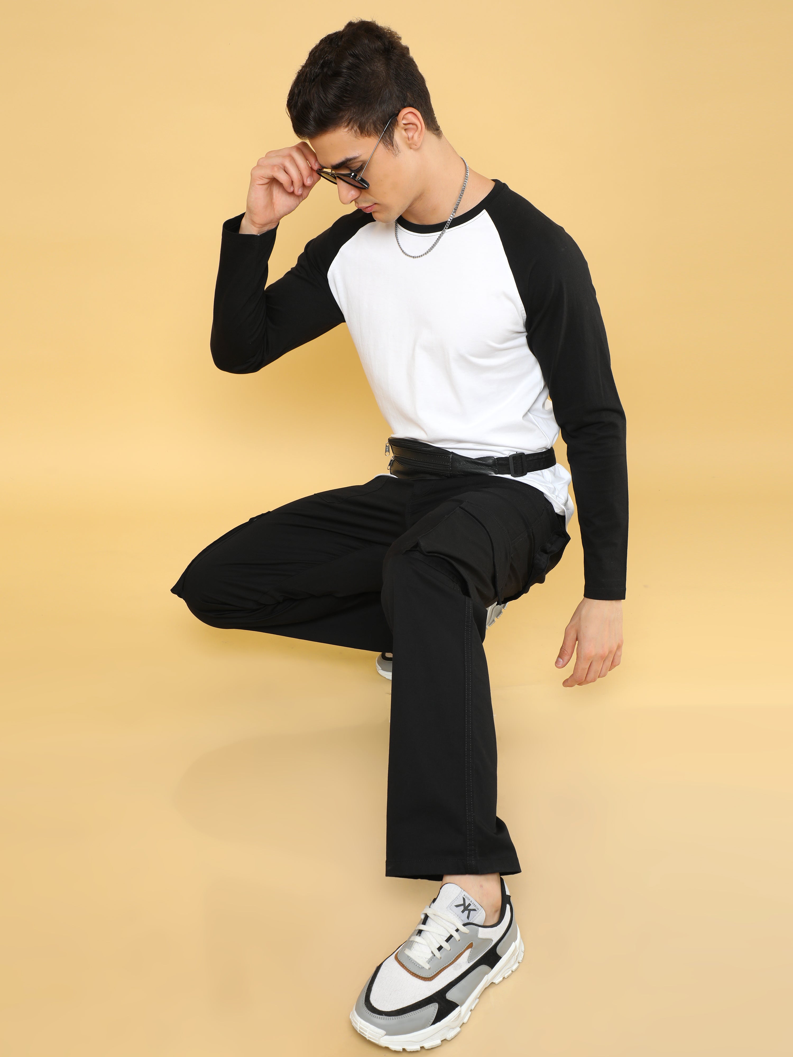 Cotton Dobby Baggy Fit Black Cargo