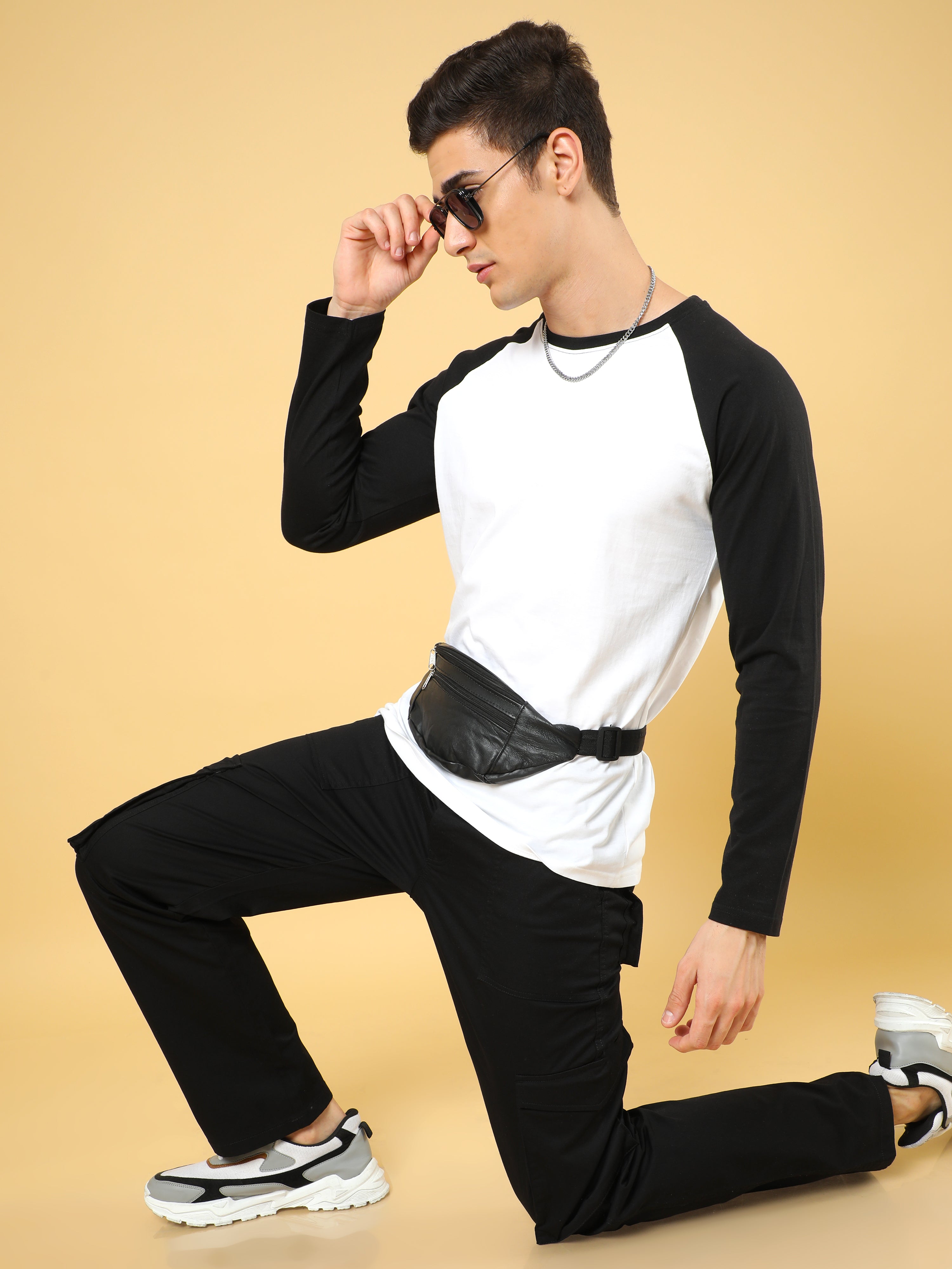 Cotton Dobby Baggy Fit Black Cargo
