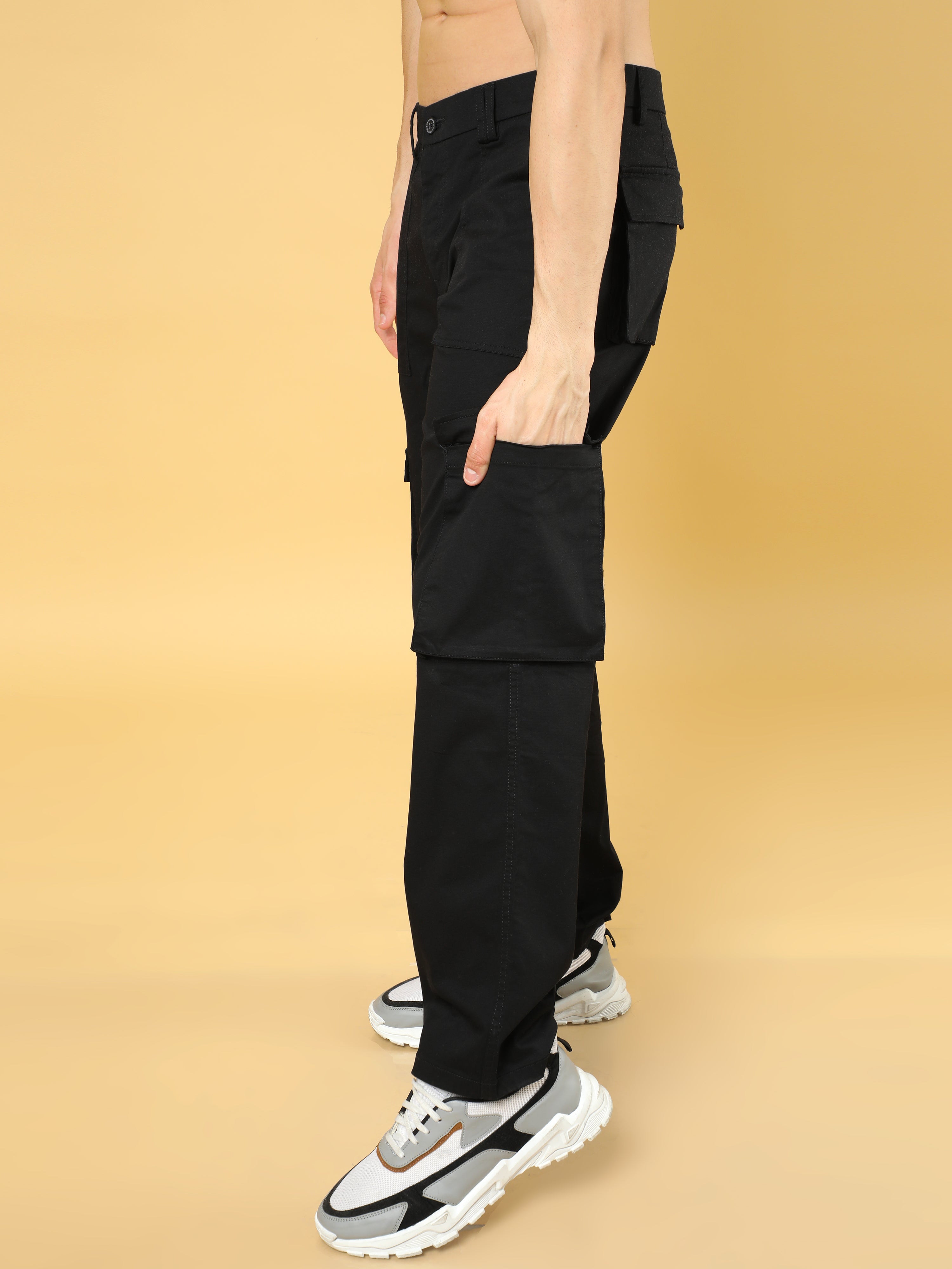 Cotton Dobby Baggy Fit Black Cargo