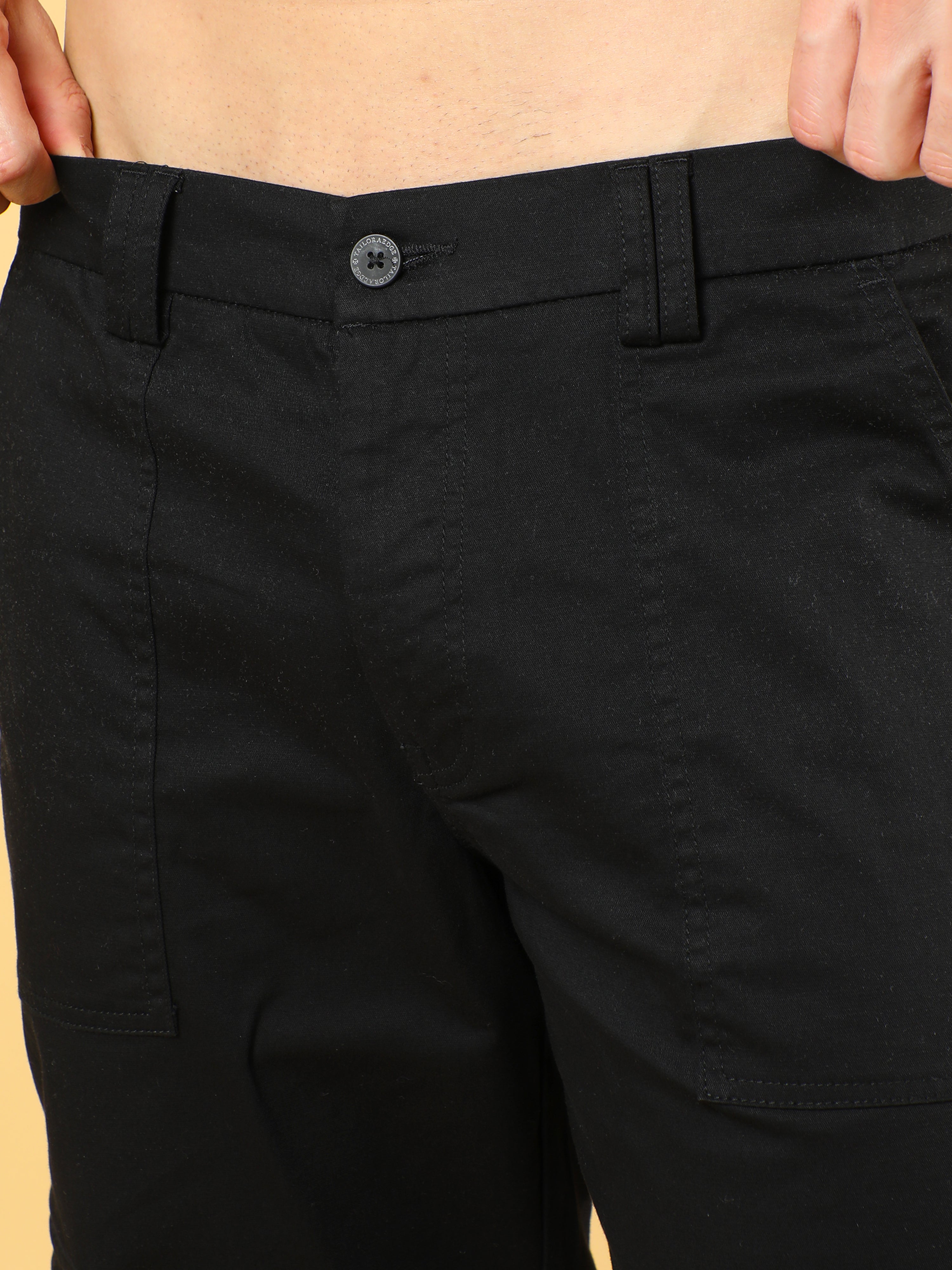 Cotton Dobby Baggy Fit Black Cargo