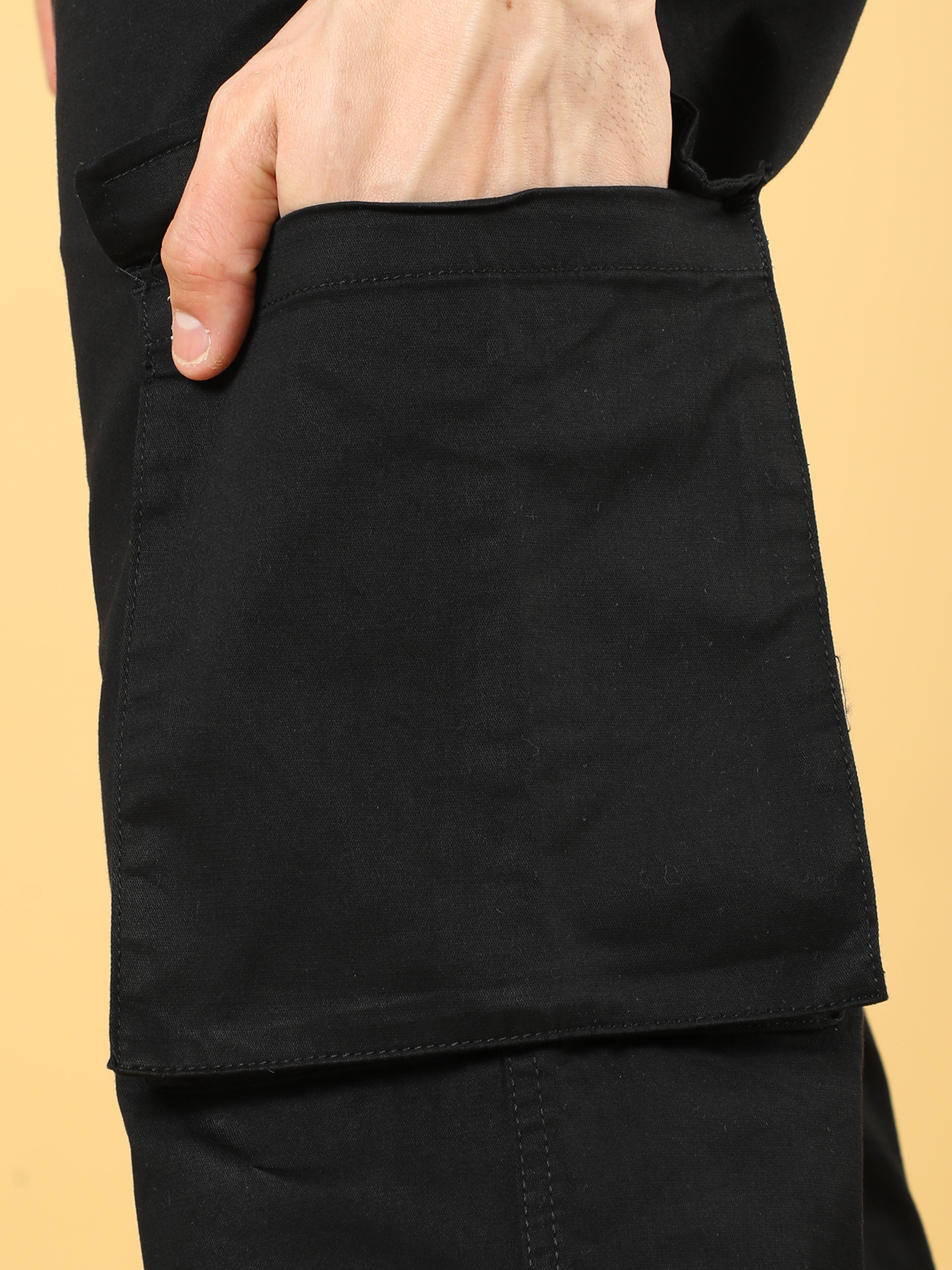 Cotton Dobby Baggy Fit Black Cargo
