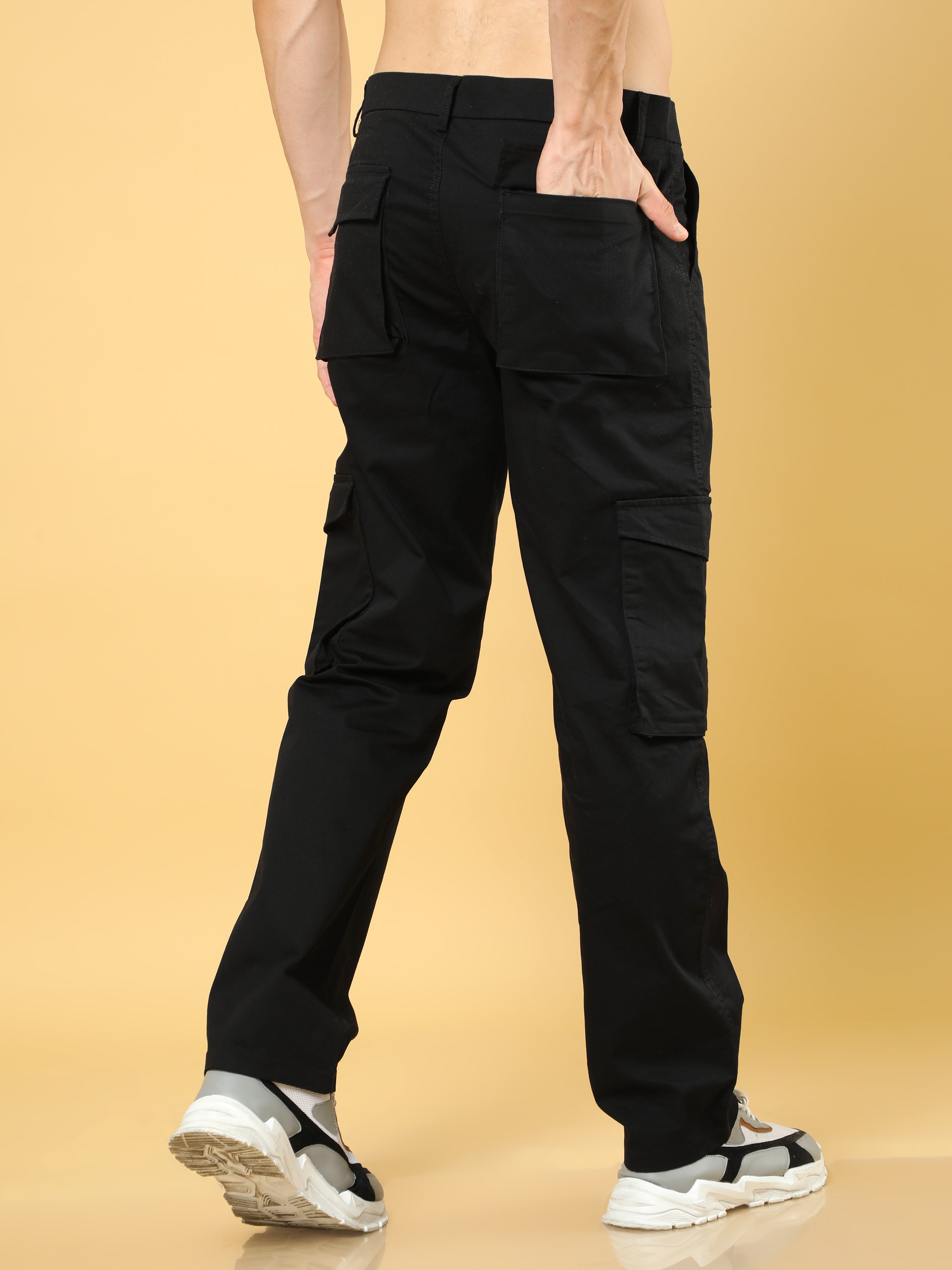 Cotton Dobby Baggy Fit Black Cargo