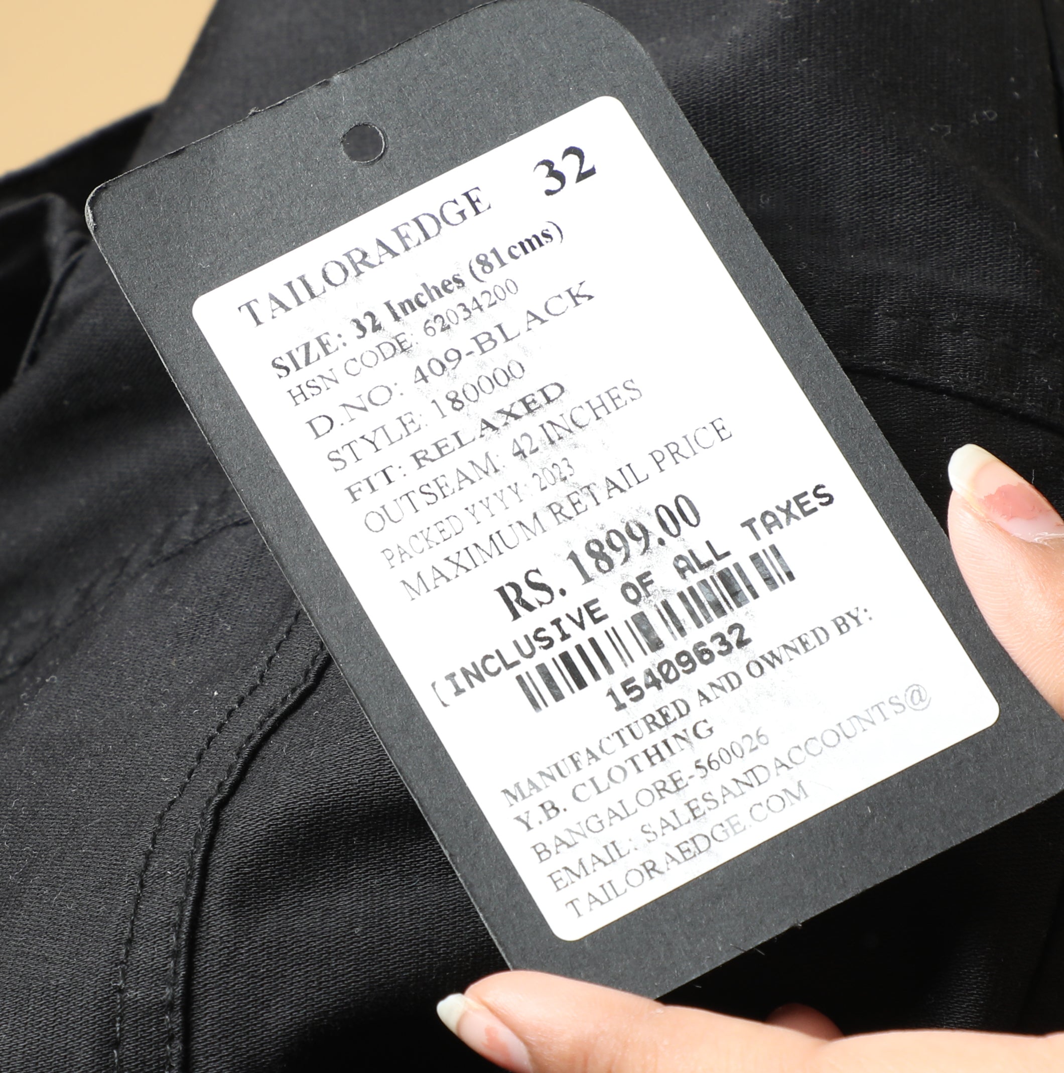 Cotton Dobby Baggy Fit Black Cargo