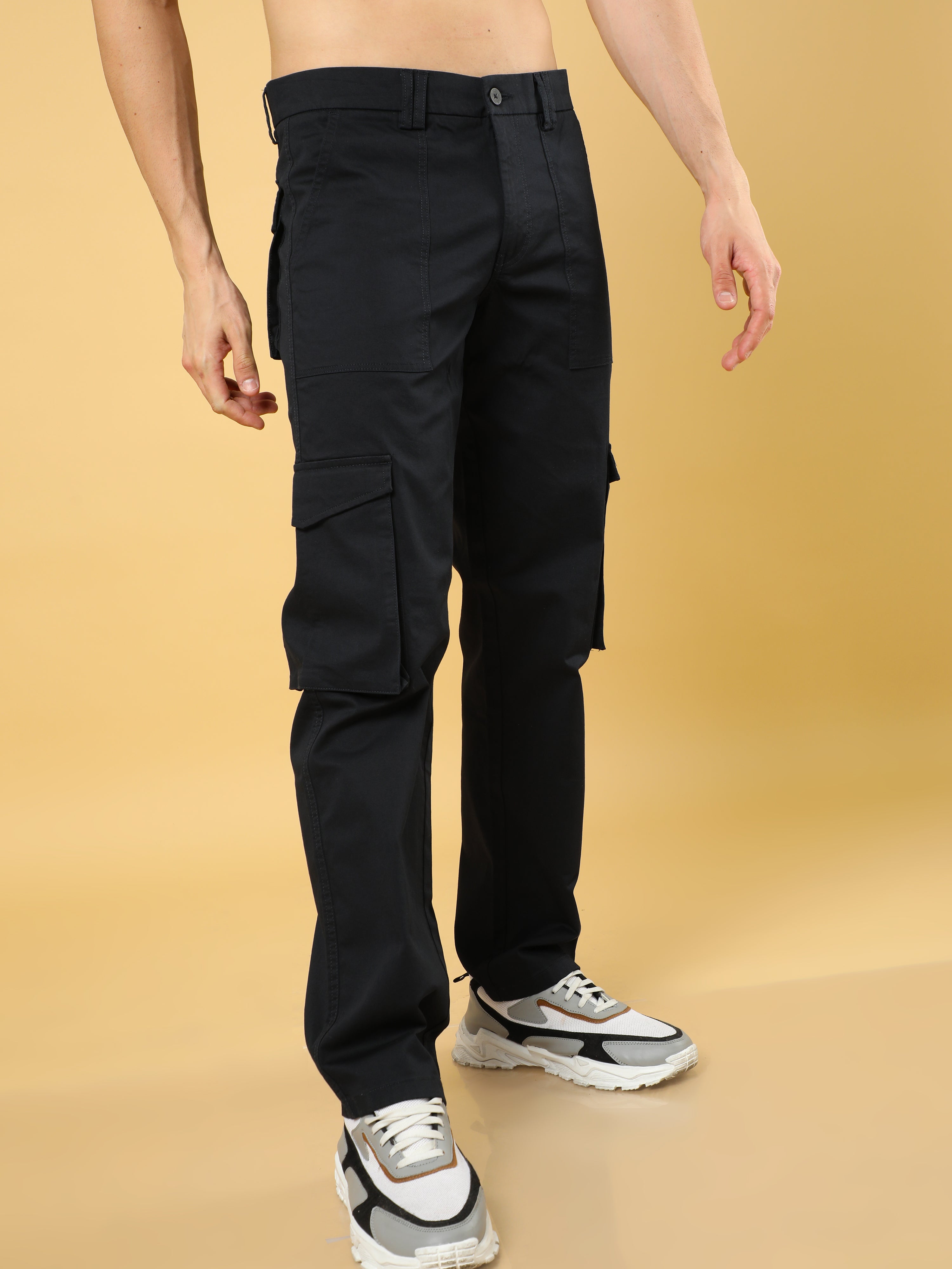 Cotton Dobby Baggy Fit Navy Cargo
