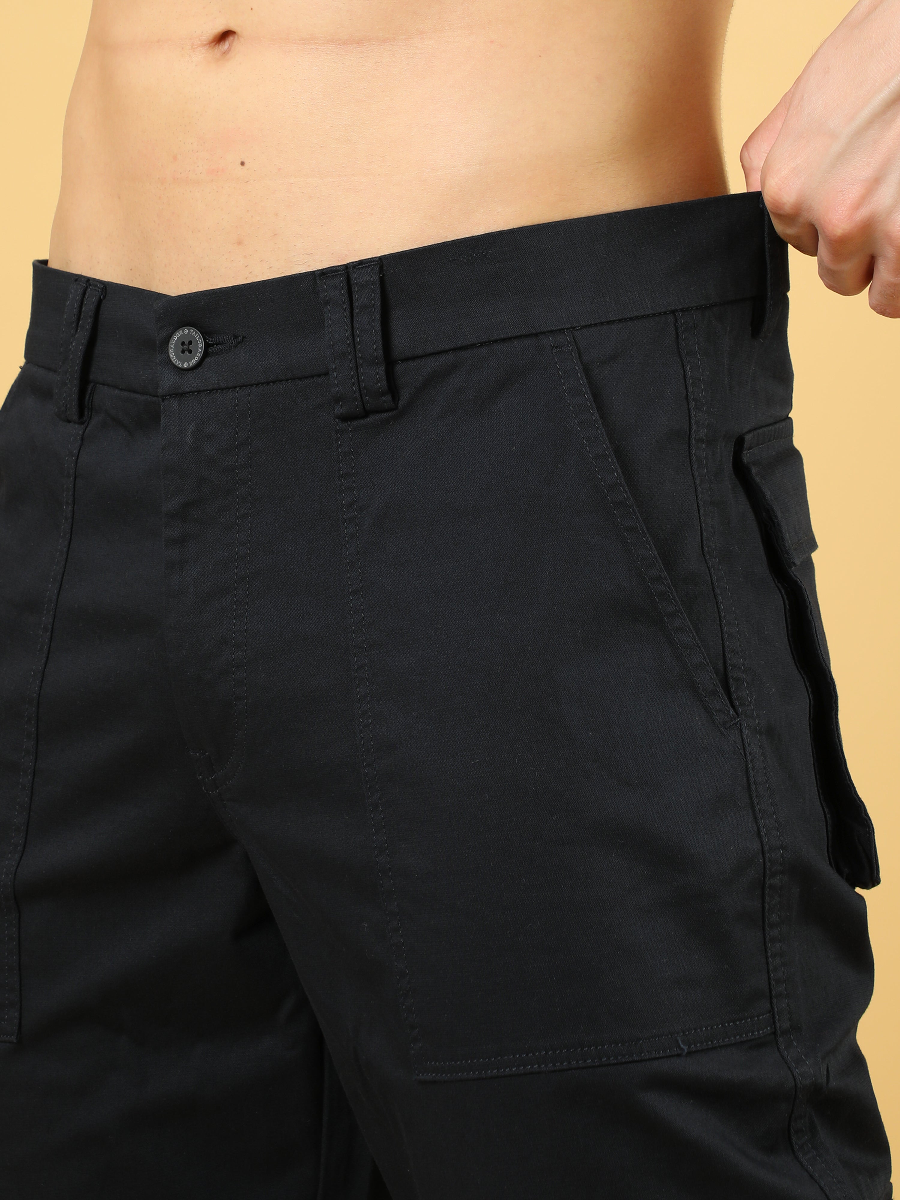Cotton Dobby Baggy Fit Navy Cargo