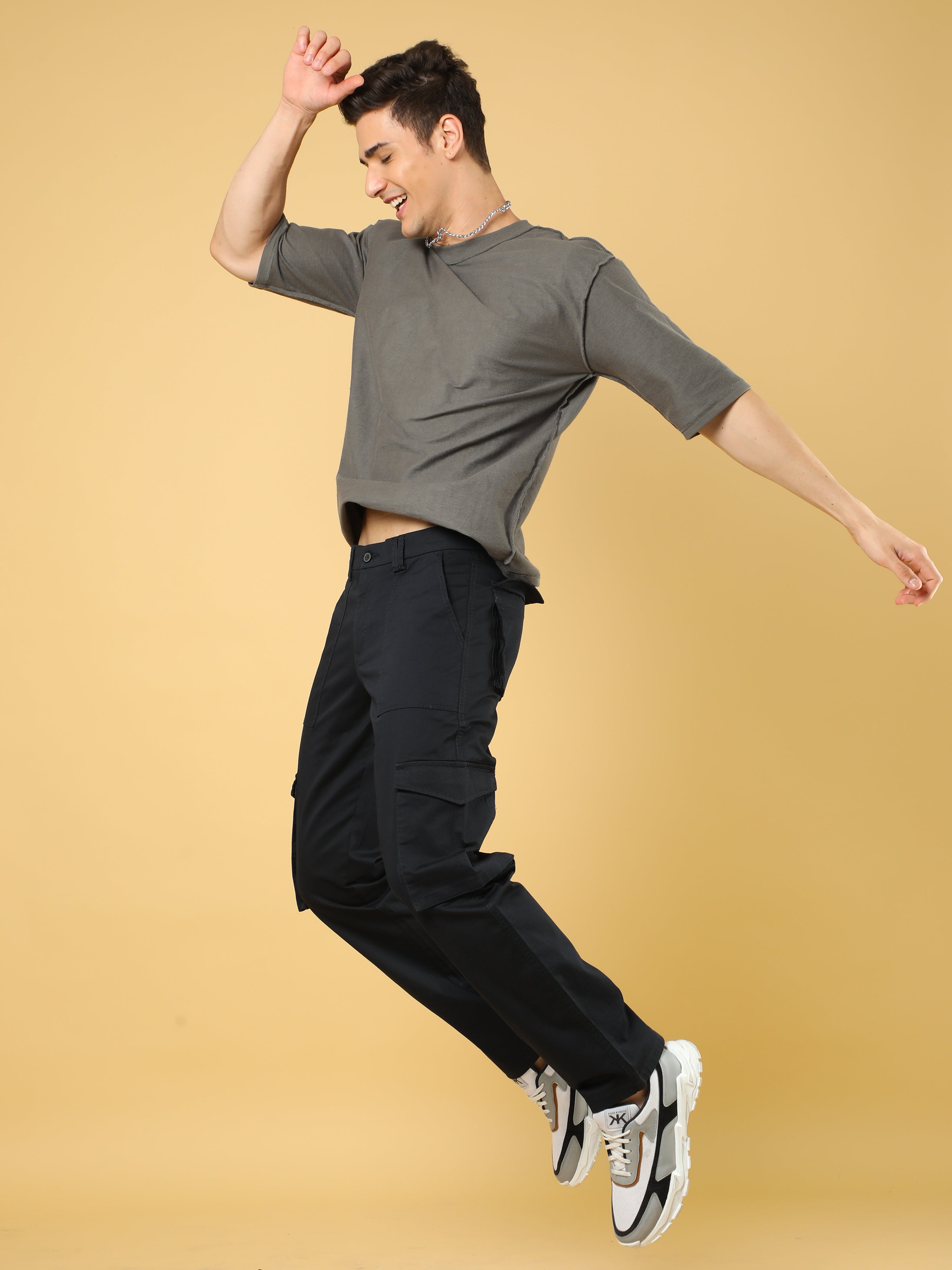 Cotton Dobby Baggy Fit Navy Cargo