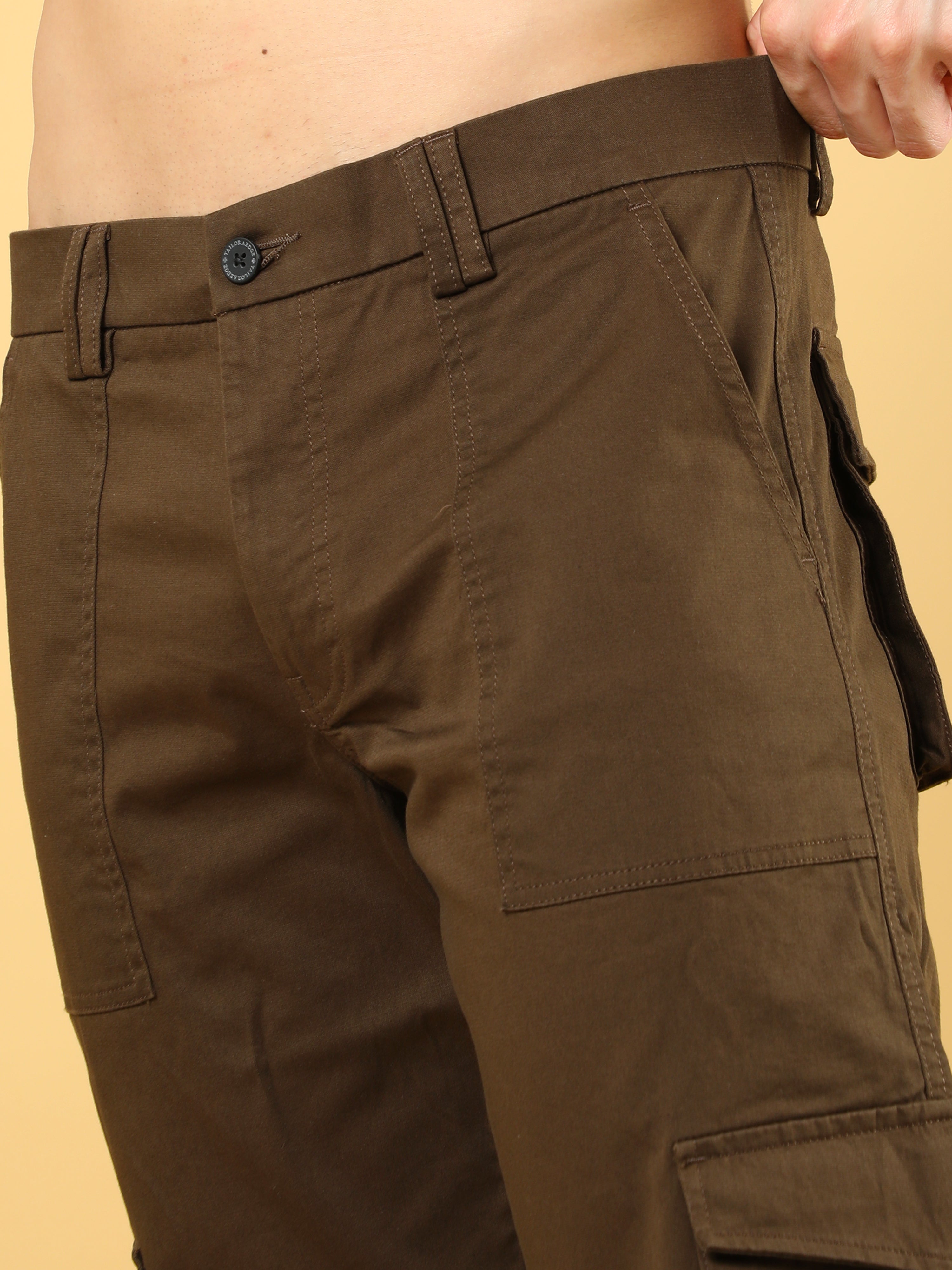 Cotton Dobby Baggy Fit Brown Cargo