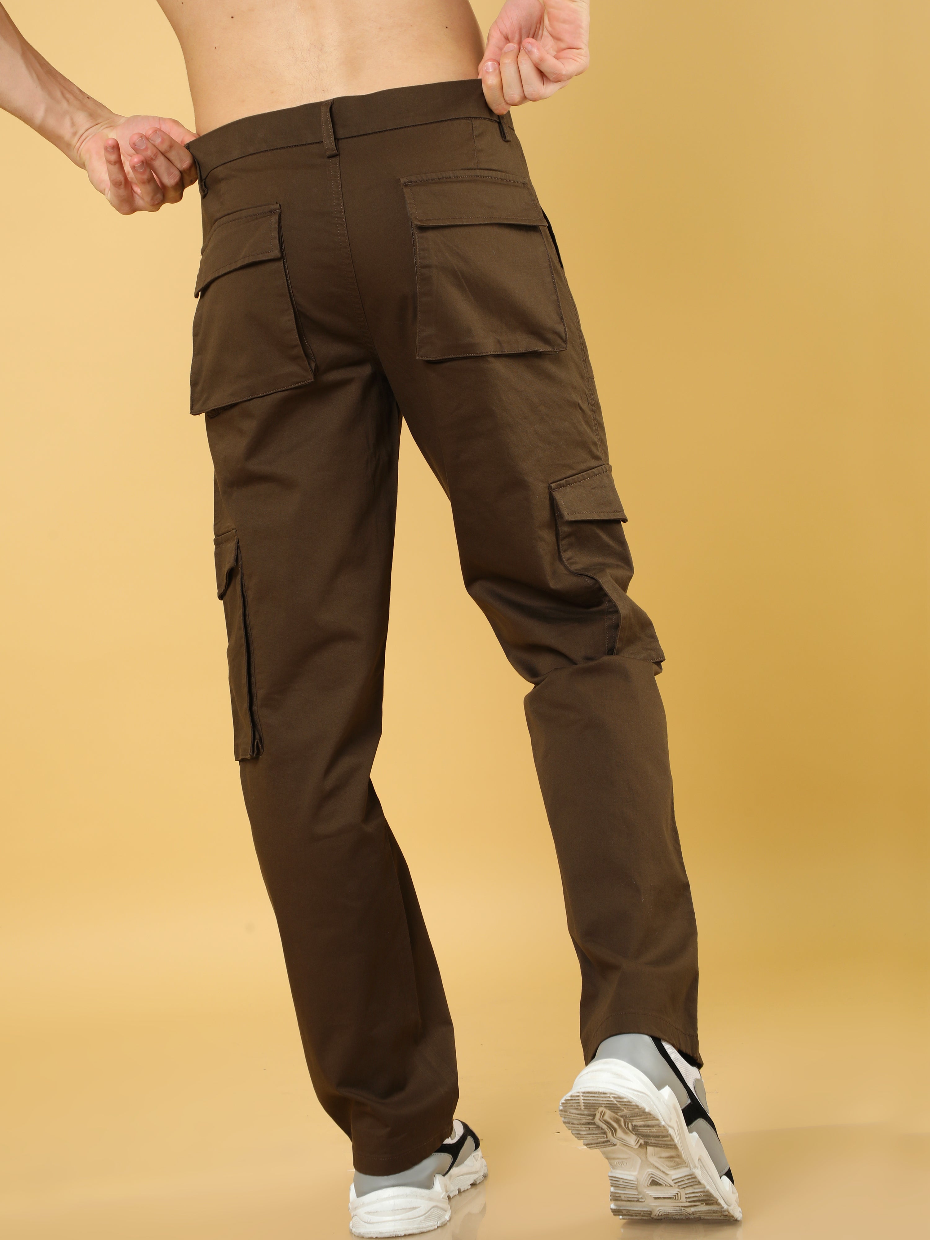 Cotton Dobby Baggy Fit Brown Cargo