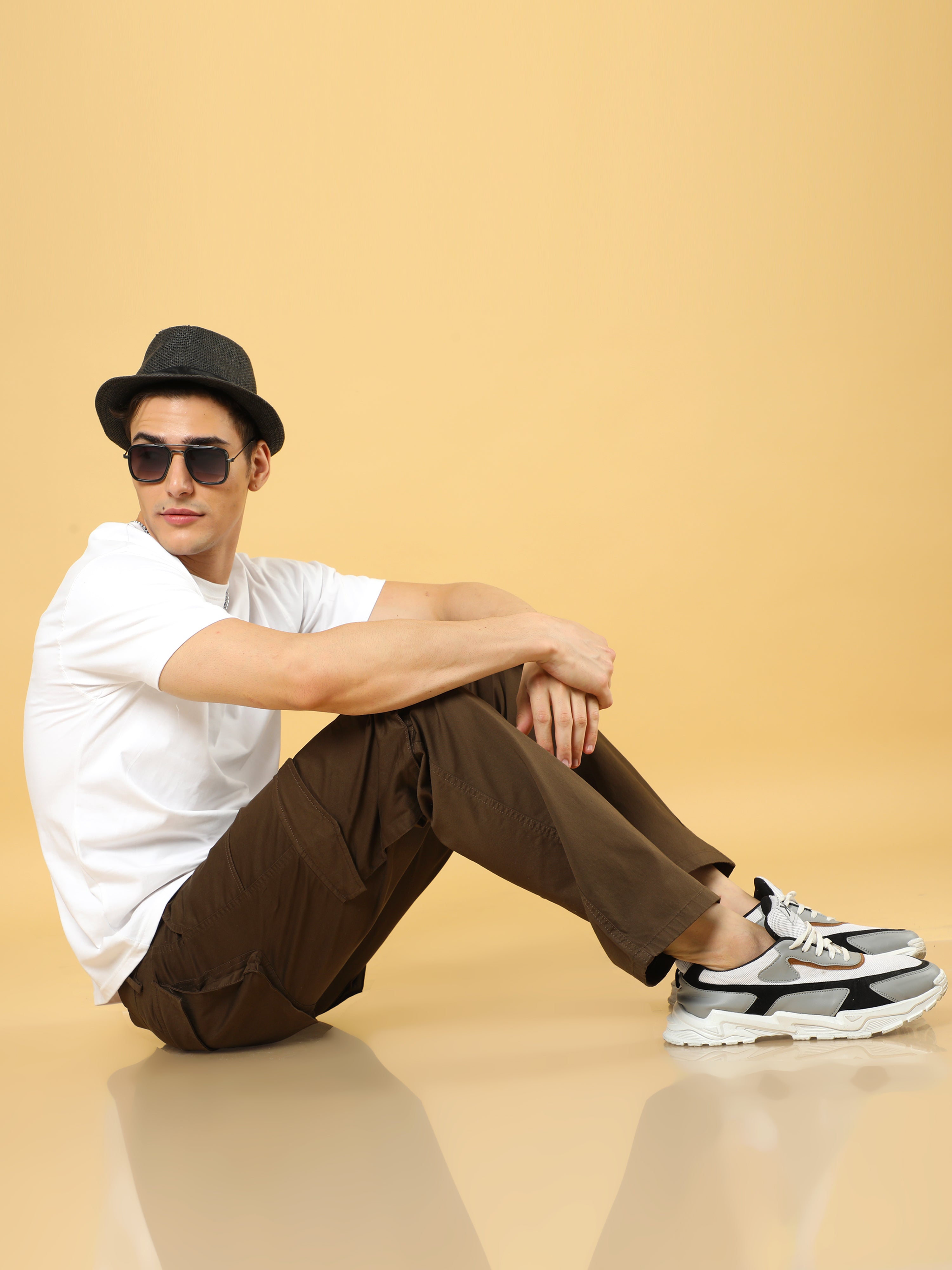 Cotton Dobby Baggy Fit Brown Cargo