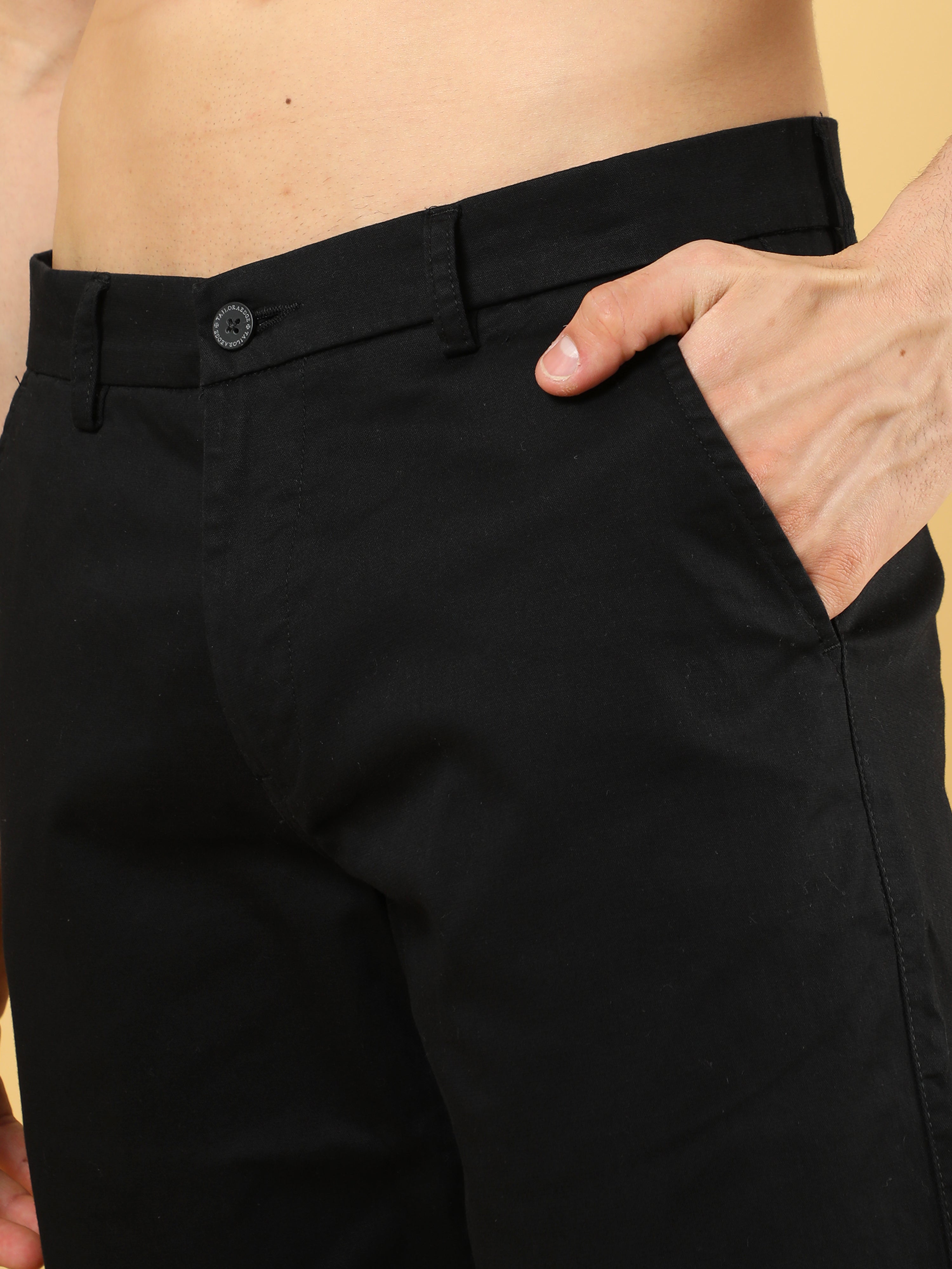 Cotton Dobby Baggy Fit Black Trouser