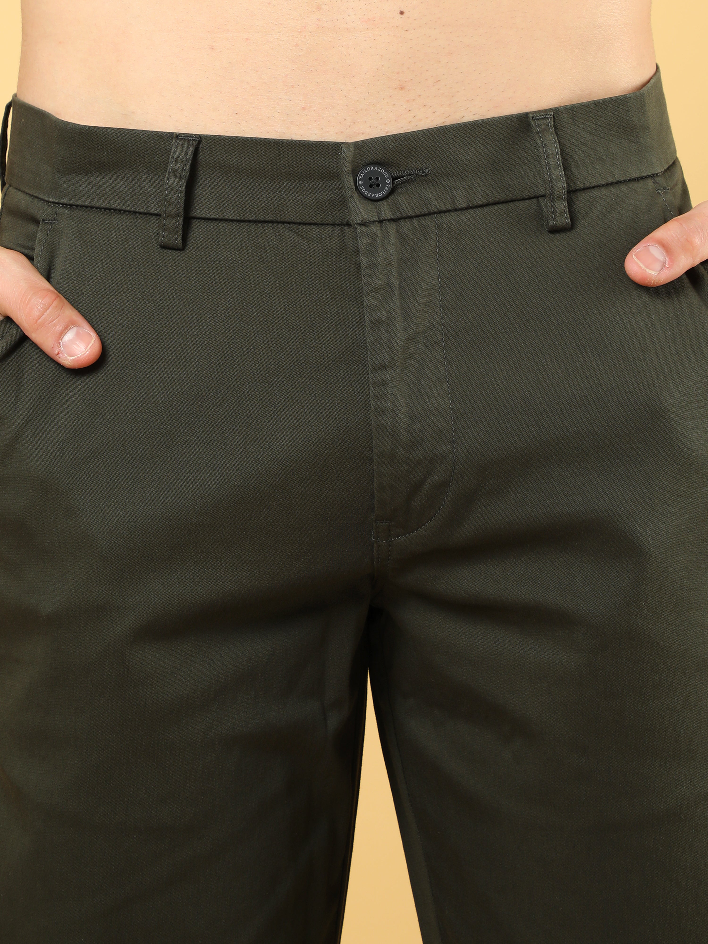 Cotton Dobby Baggy Fit Dark Olive Trouser