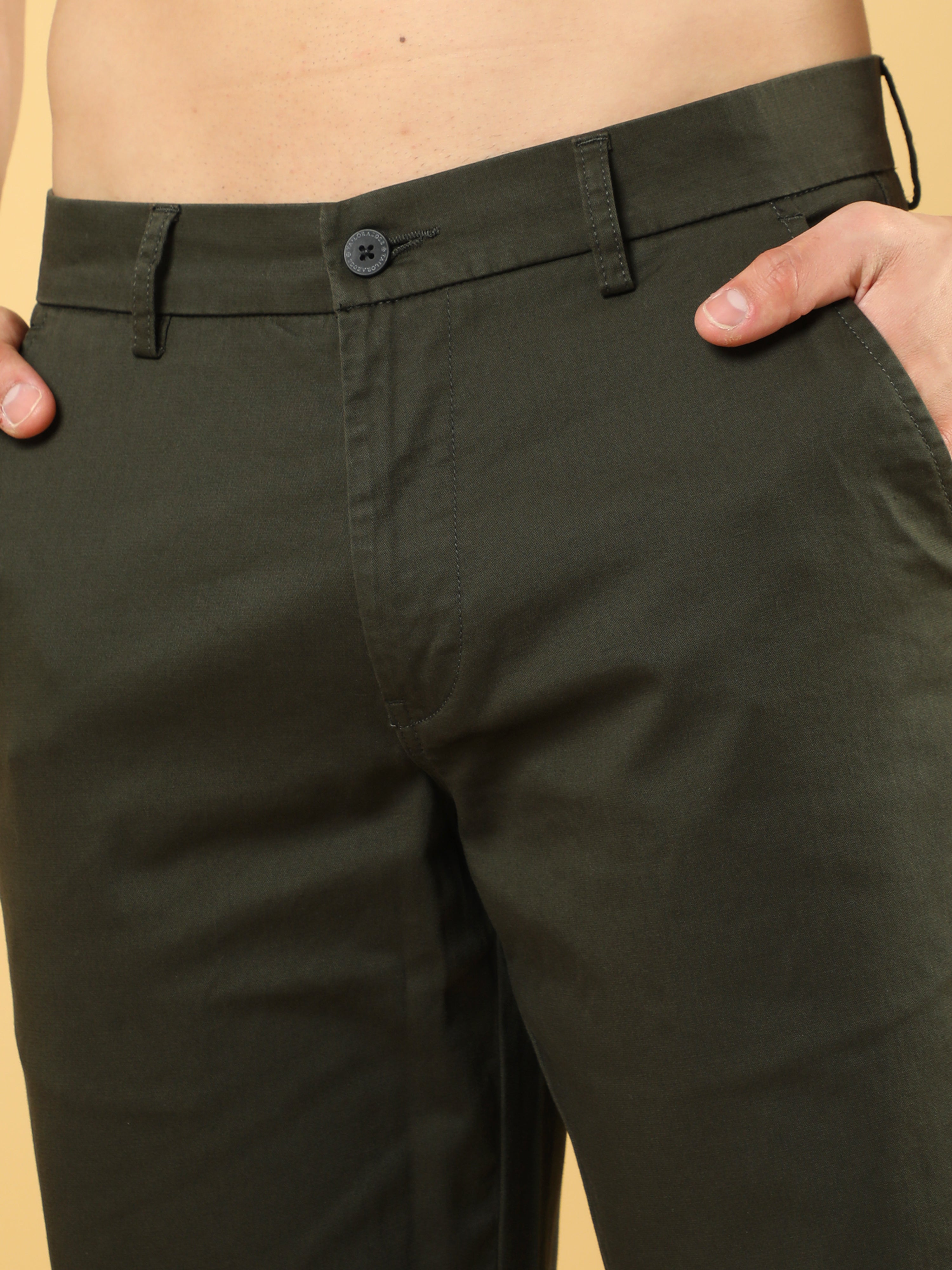 Cotton Dobby Baggy Fit Dark Olive Trouser