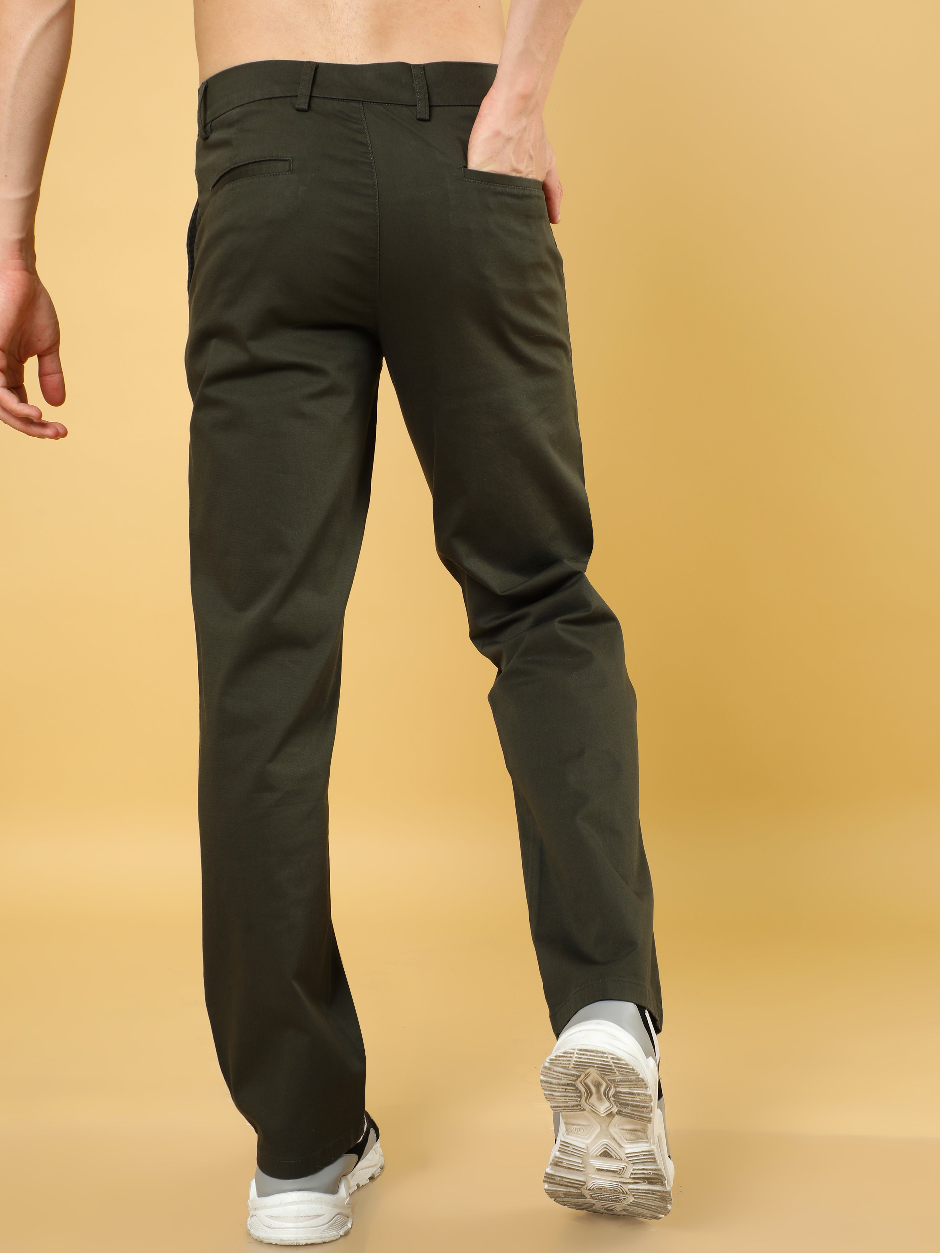Cotton Dobby Baggy Fit Dark Olive Trouser