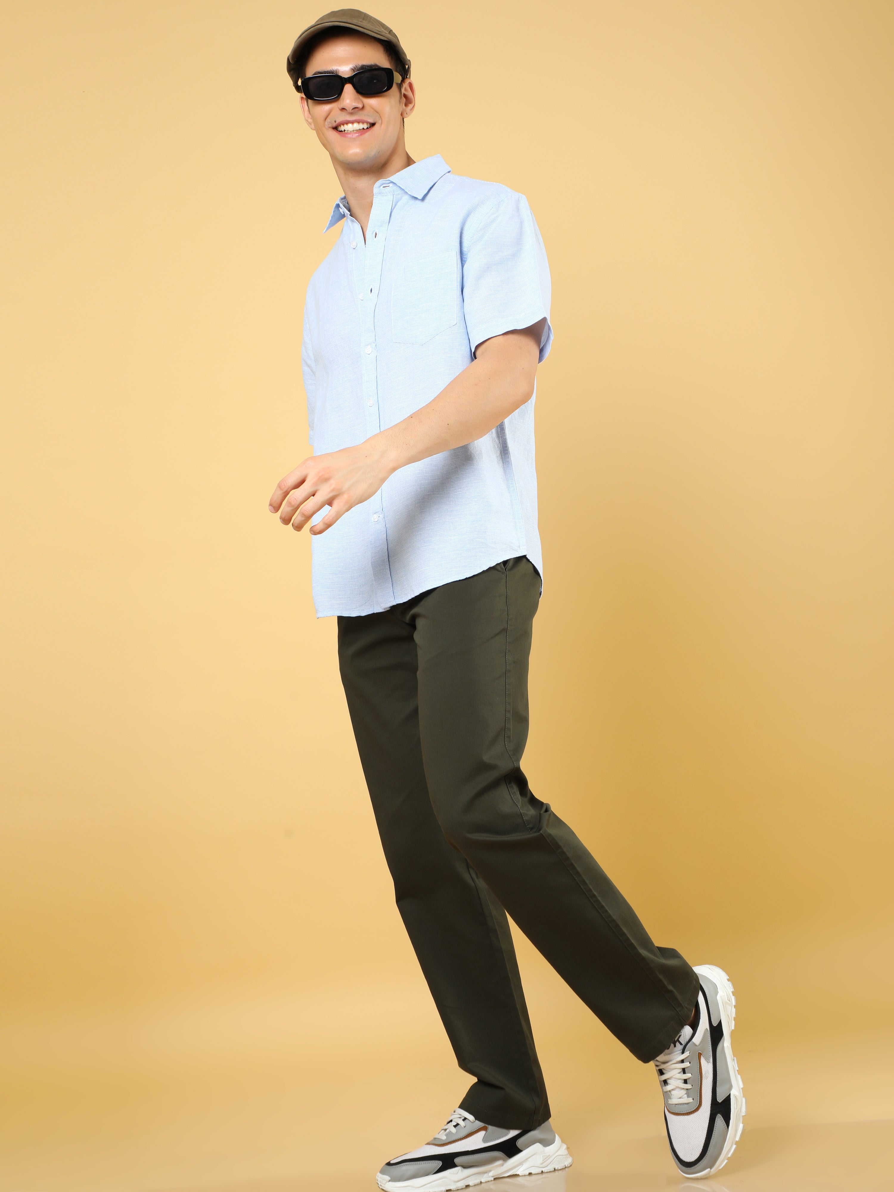 Cotton Dobby Baggy Fit Dark Olive Trouser