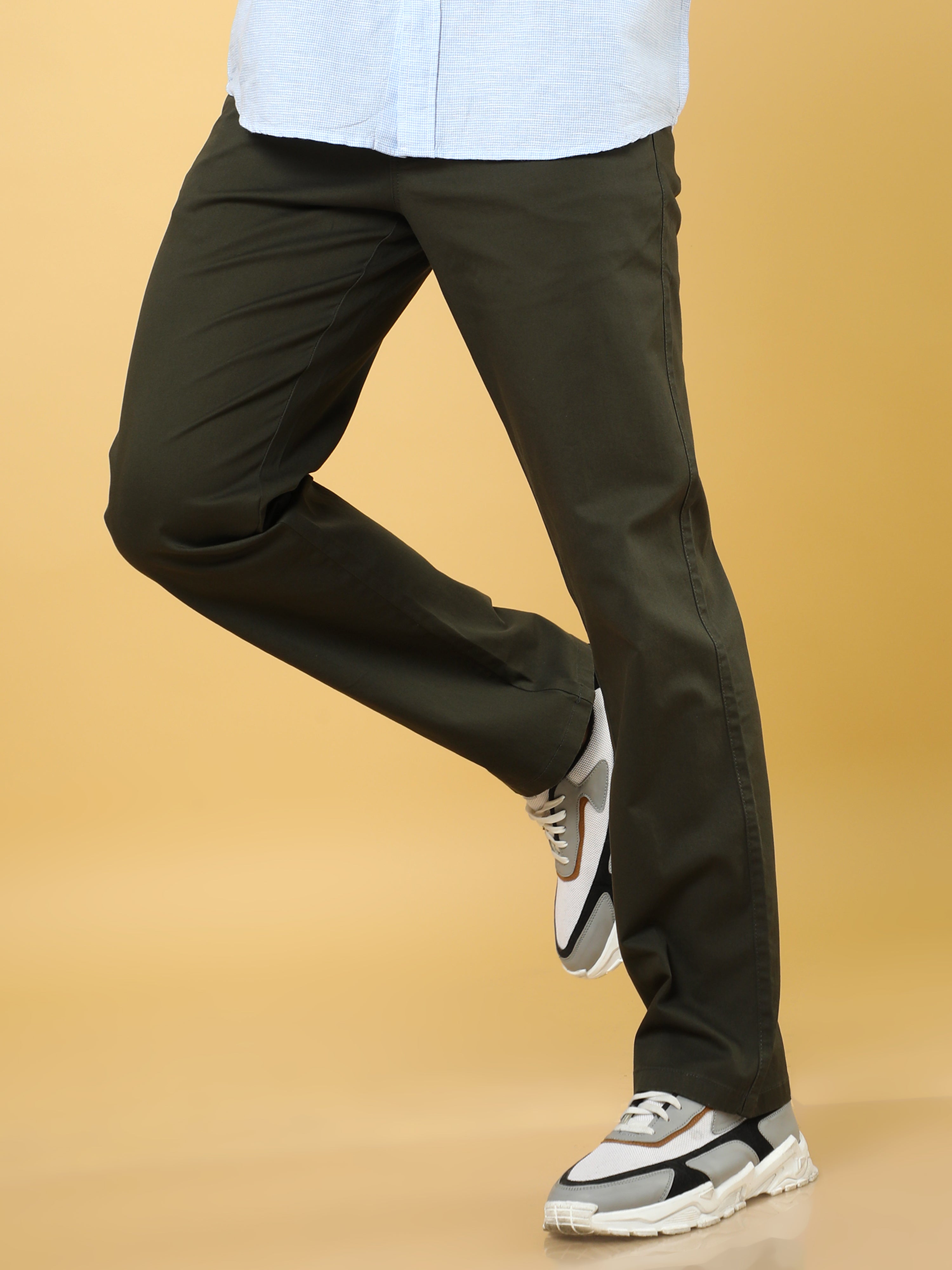 Cotton Dobby Baggy Fit Dark Olive Trouser