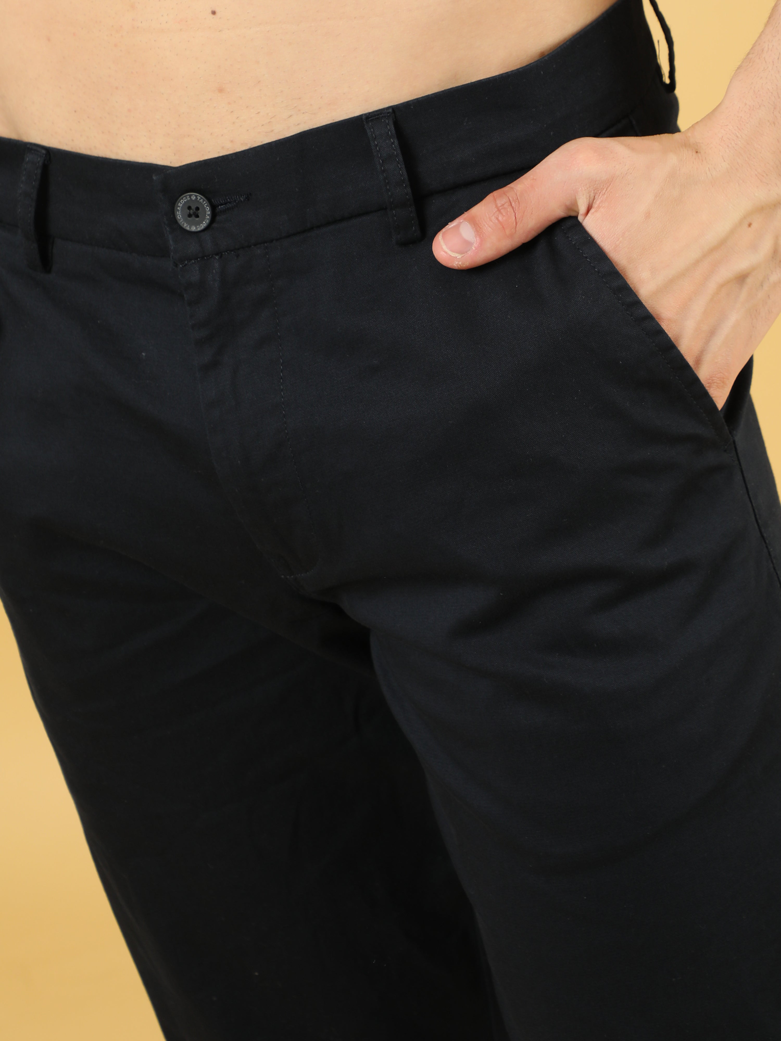 Cotton Dobby Baggy Fit Navy Trouser