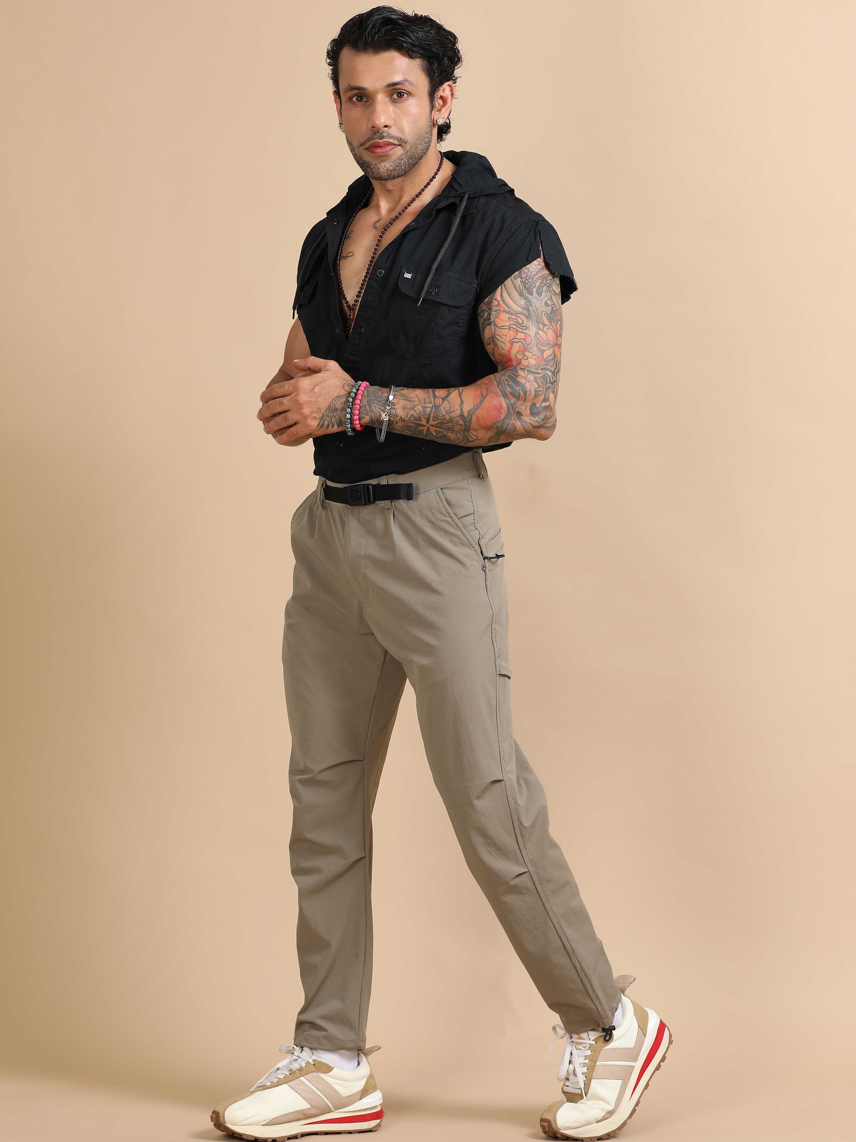 Mens Jogger Pants In Beige