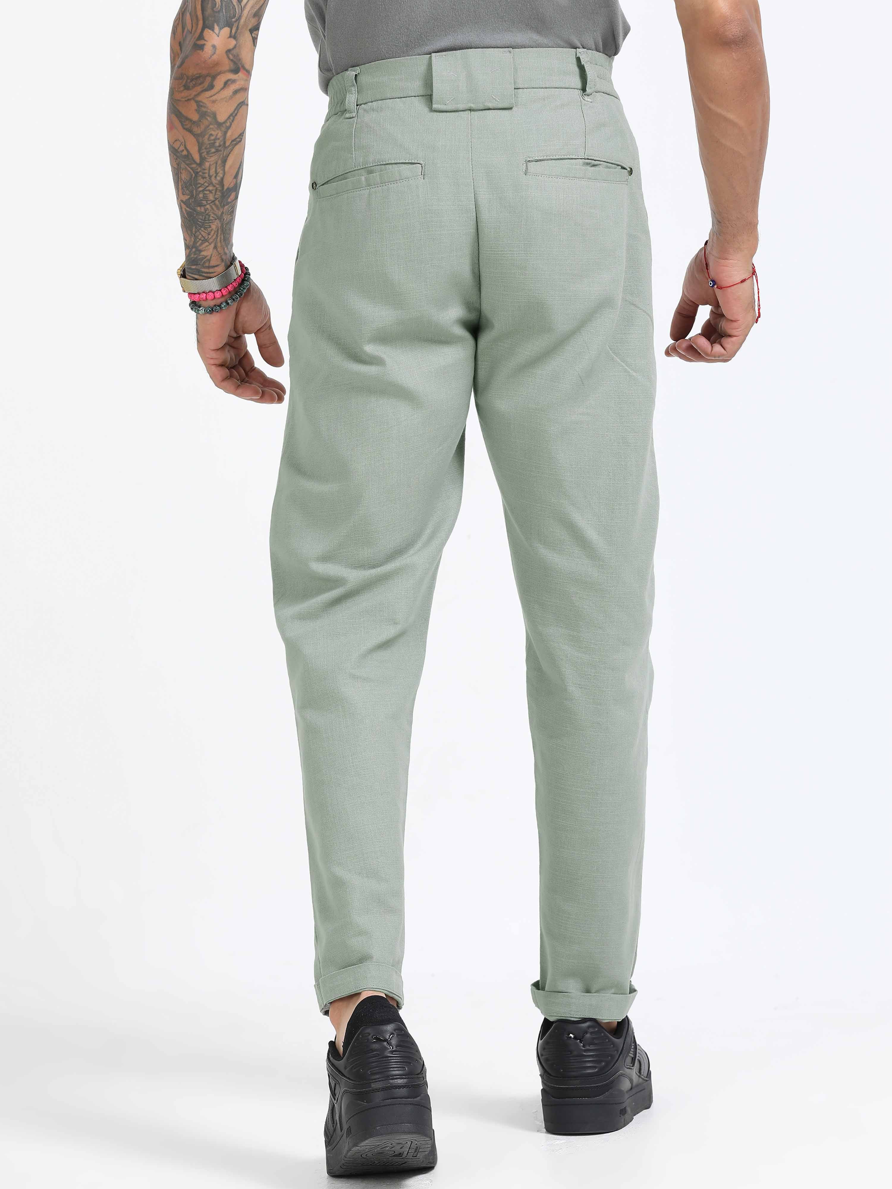 Pistachio Green Trouser With Pleats For Men