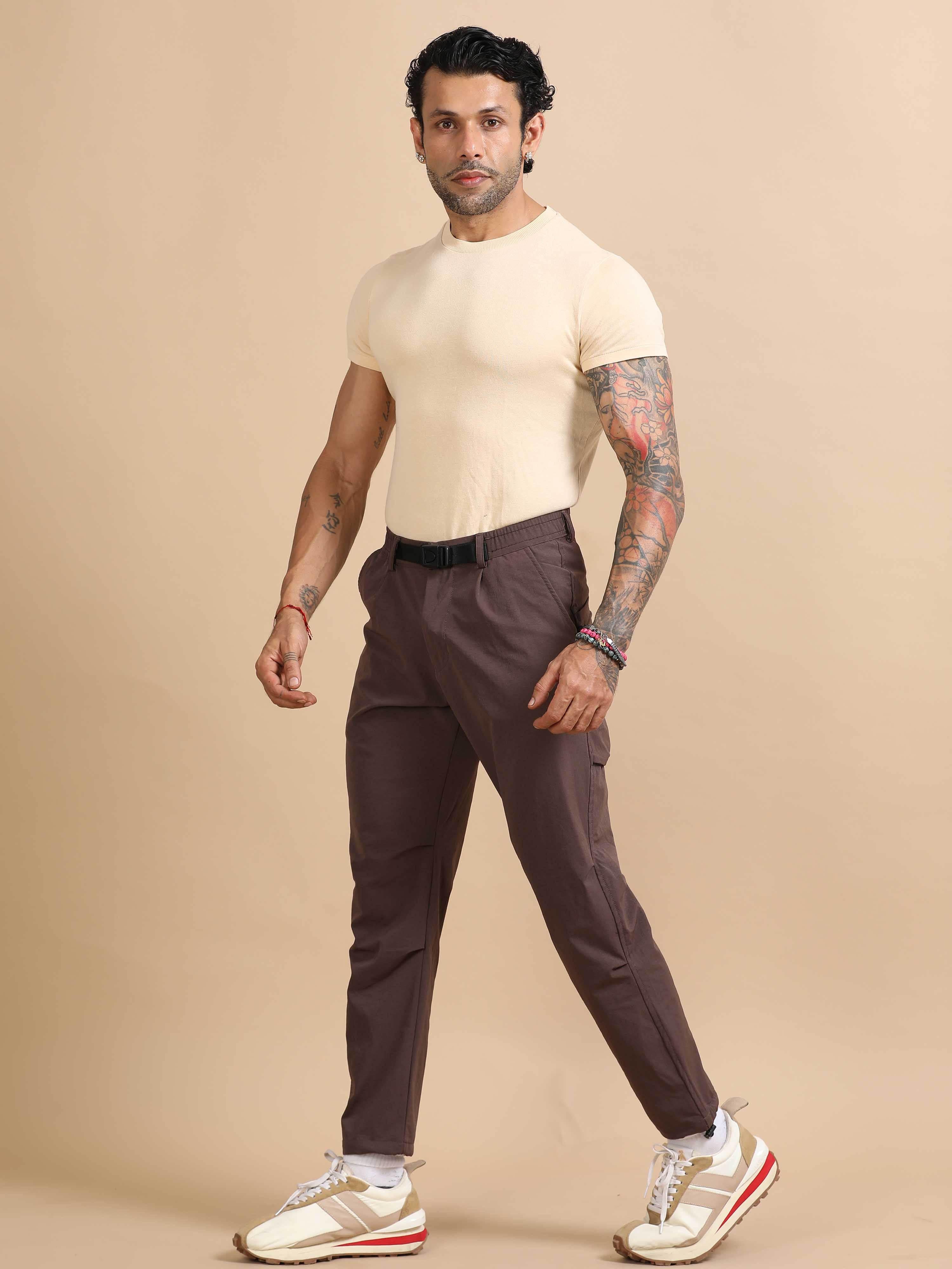 Mens Jogger Pants In Brown