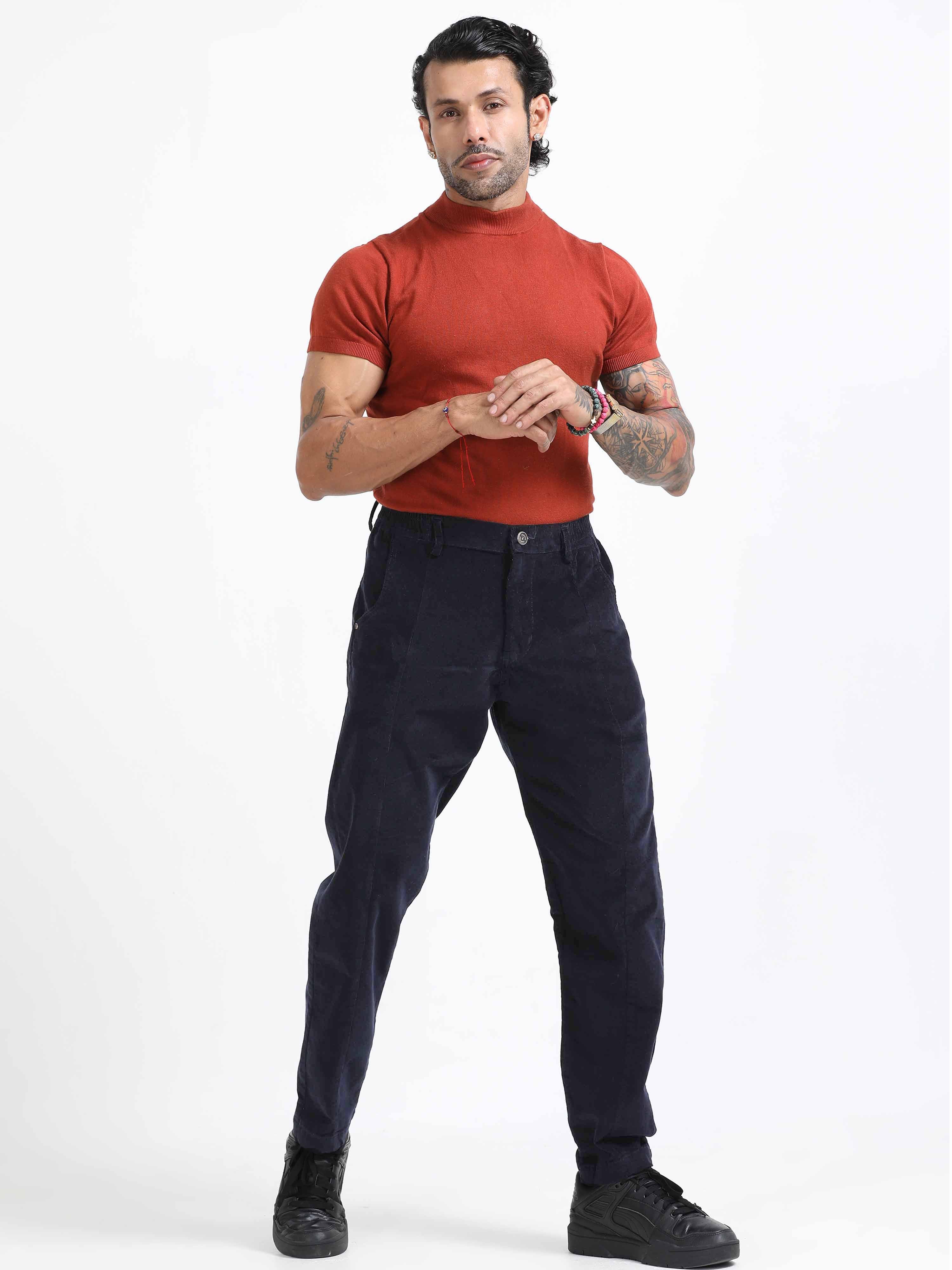 Corduroy Pant In Navy Blue for men