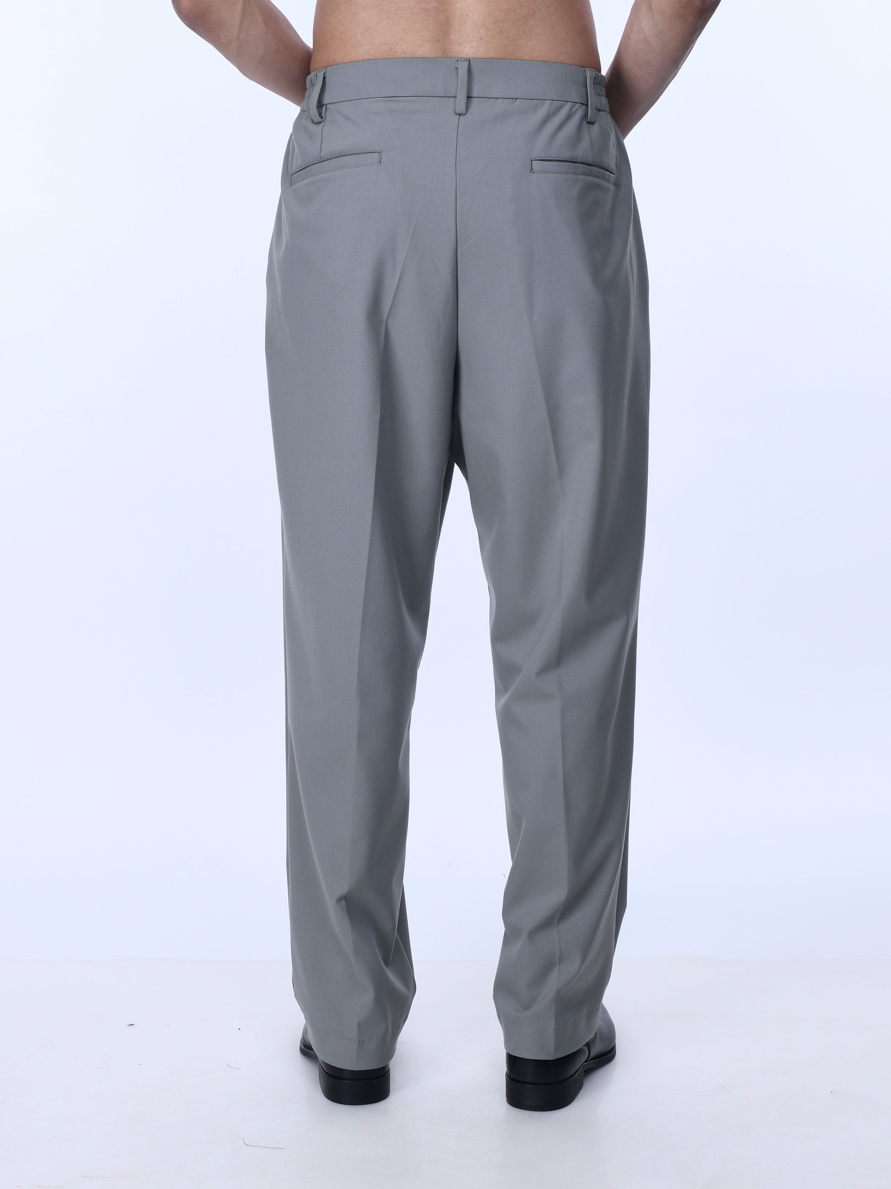 Mens Soft Light Grey Relaxed Trousers